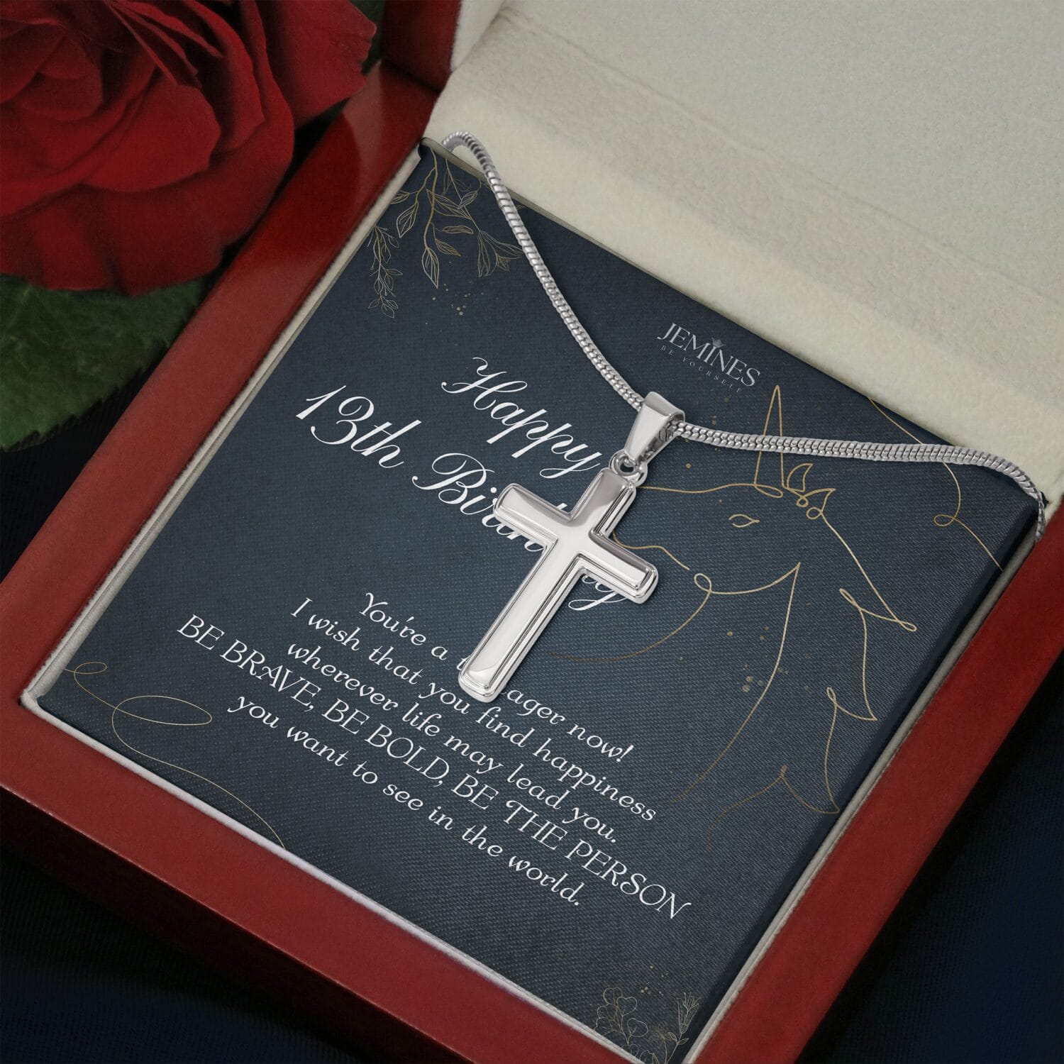 13th Birthday Artisan Cross Necklace Elegant Gift - JEMINES