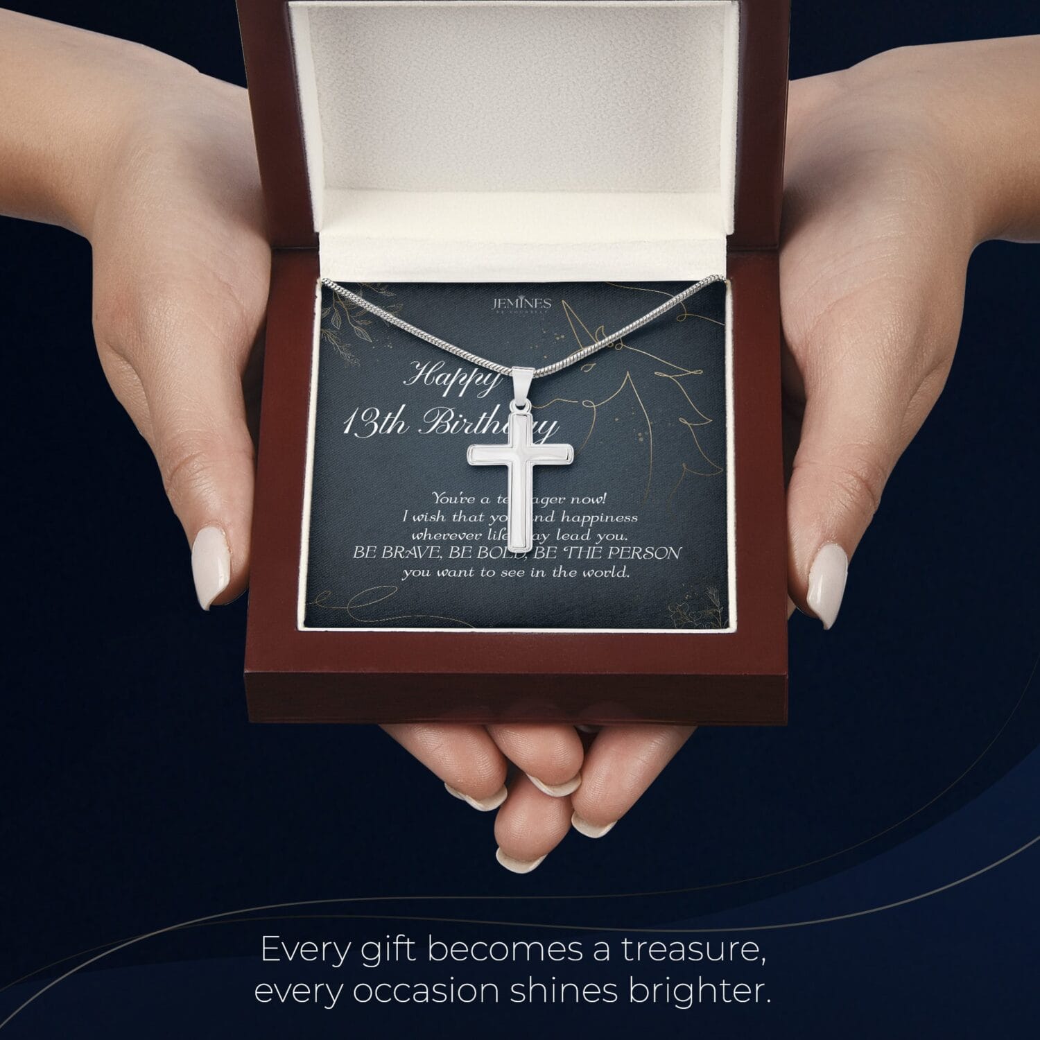 13th Birthday Artisan Cross Necklace Elegant Gift - JEMINES
