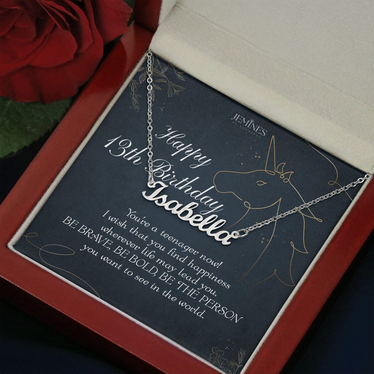 13th Birthday Custom Name Necklace Elegant Gift - JEMINES