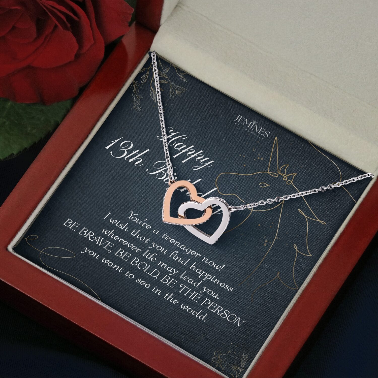 13th Birthday Interlocking Hearts Necklace Elegant Gift - JEMINES