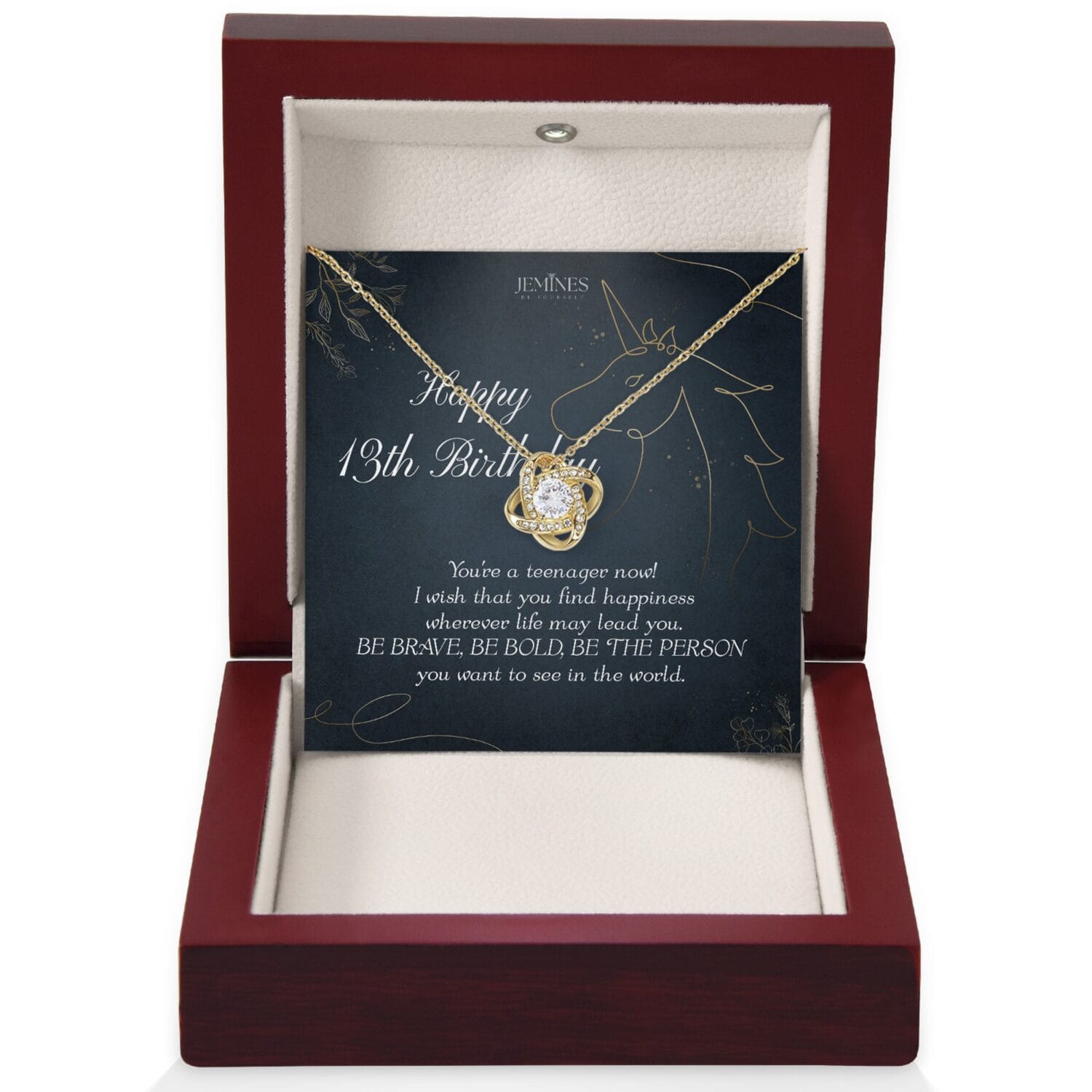 13th Birthday Love Knot Gold Necklace Gift