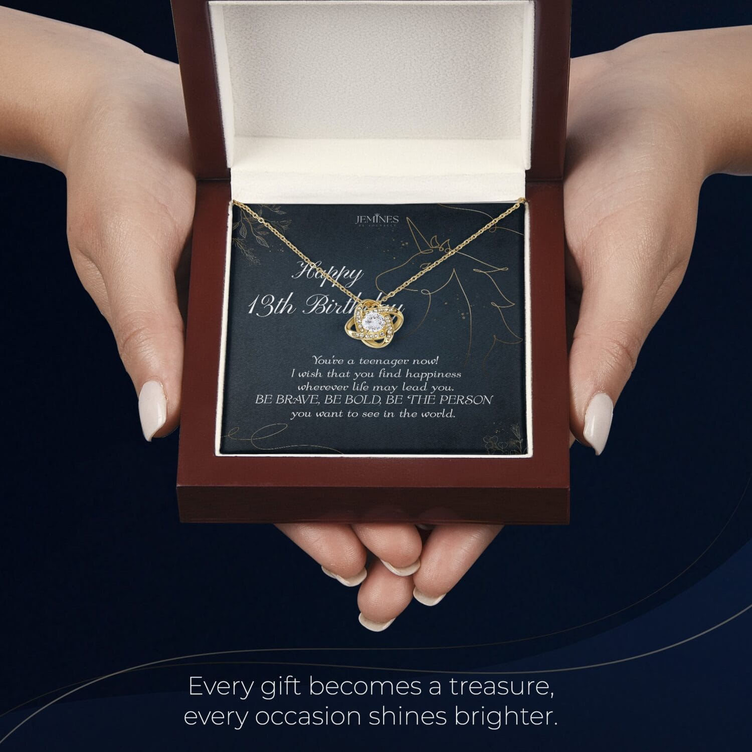 13th Birthday Love Knot Gold Necklace Elegant Gift - JEMINES