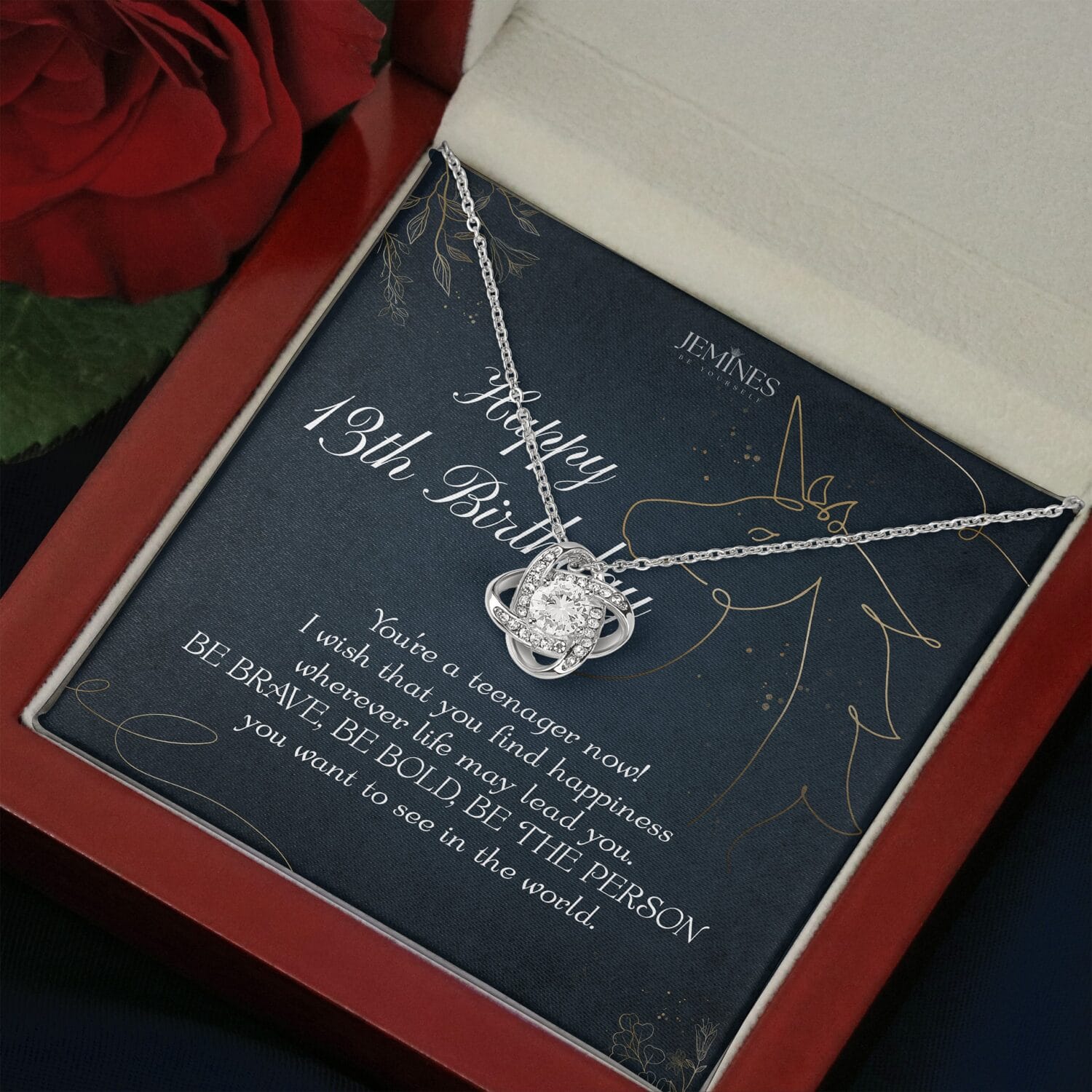 13th Birthday Love Knot Necklace Elegant Gift - JEMINES