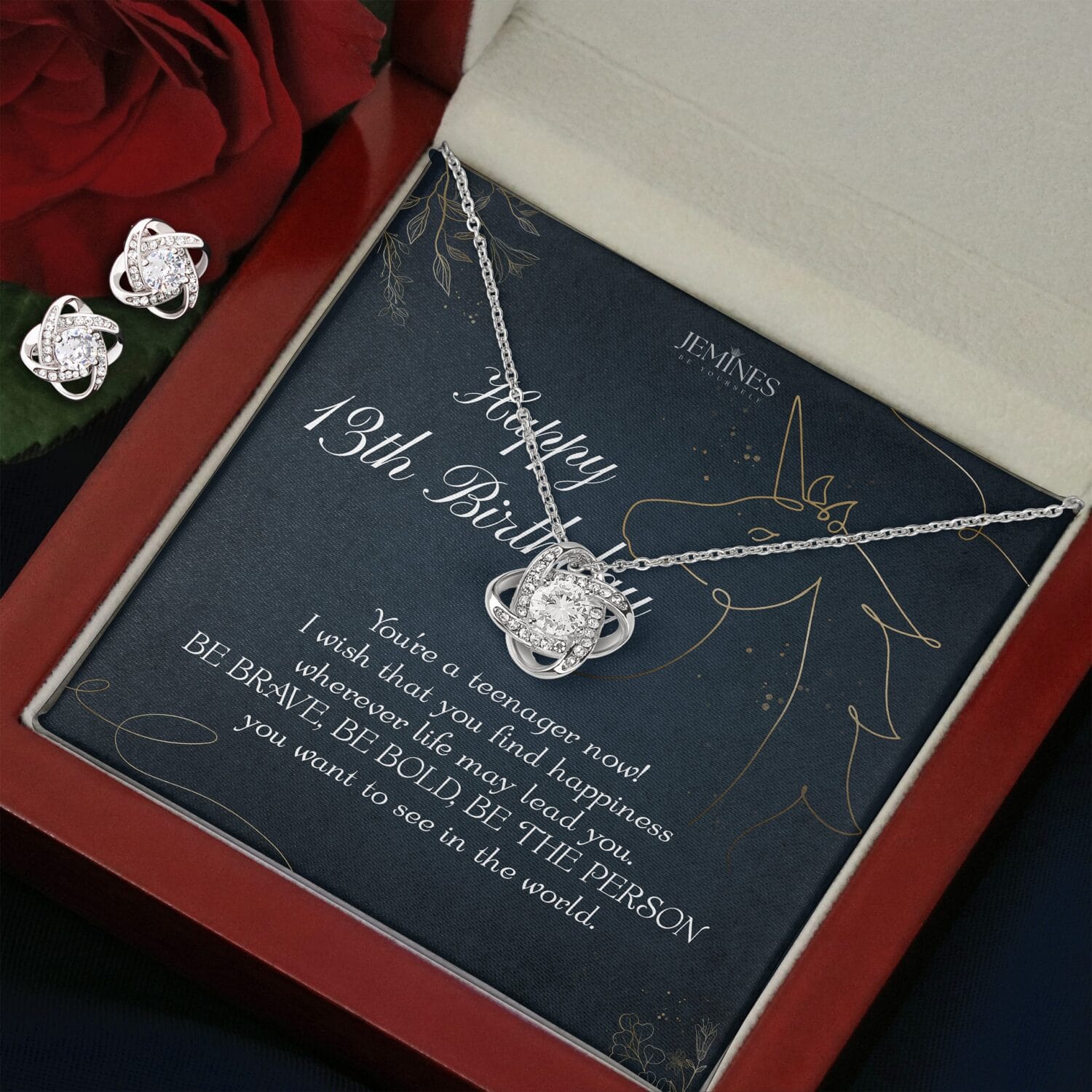 13th Birthday Love Knot Set Necklace Elegant Gift - JEMINES