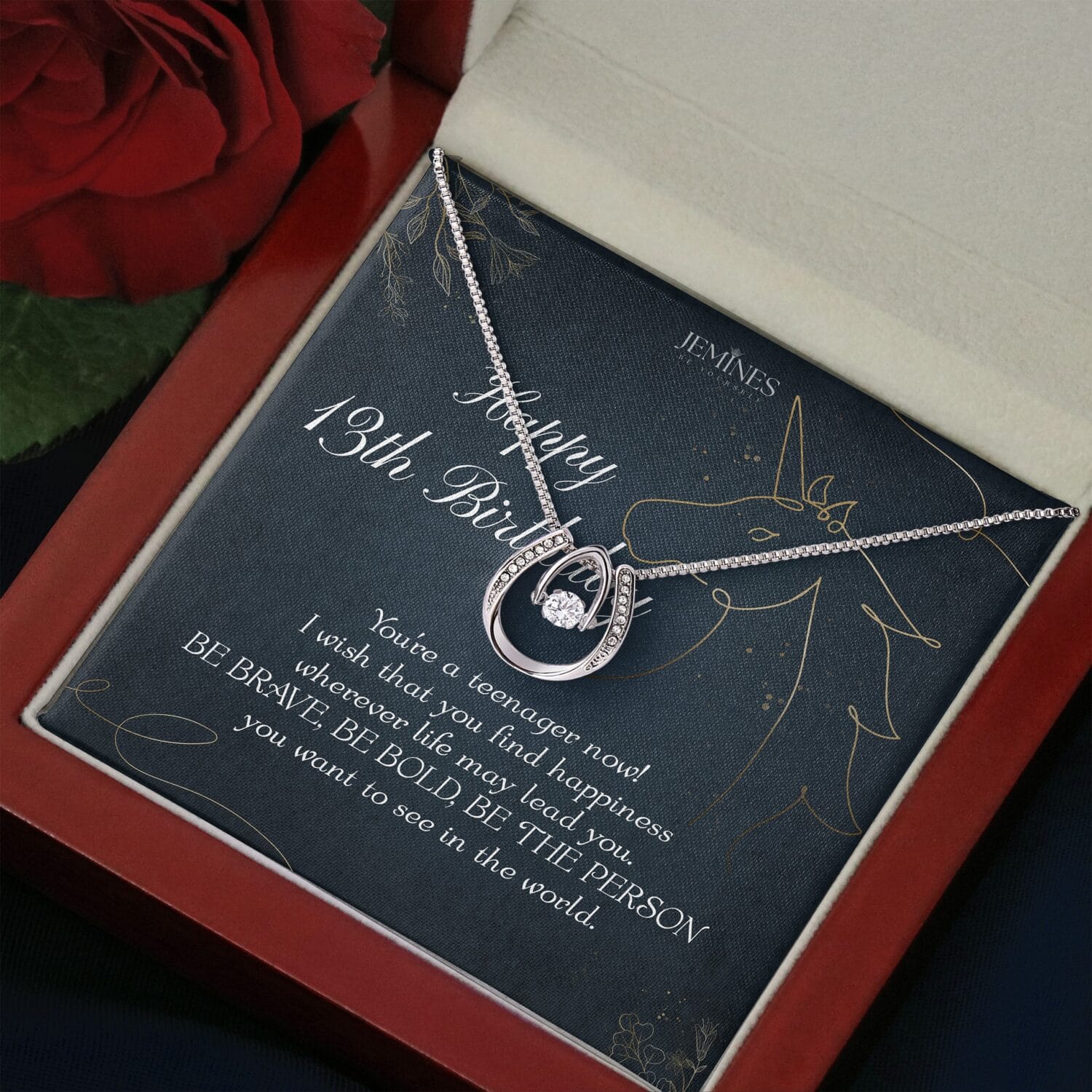13th Birthday Lucky in Love Necklace Elegant Gift - JEMINES