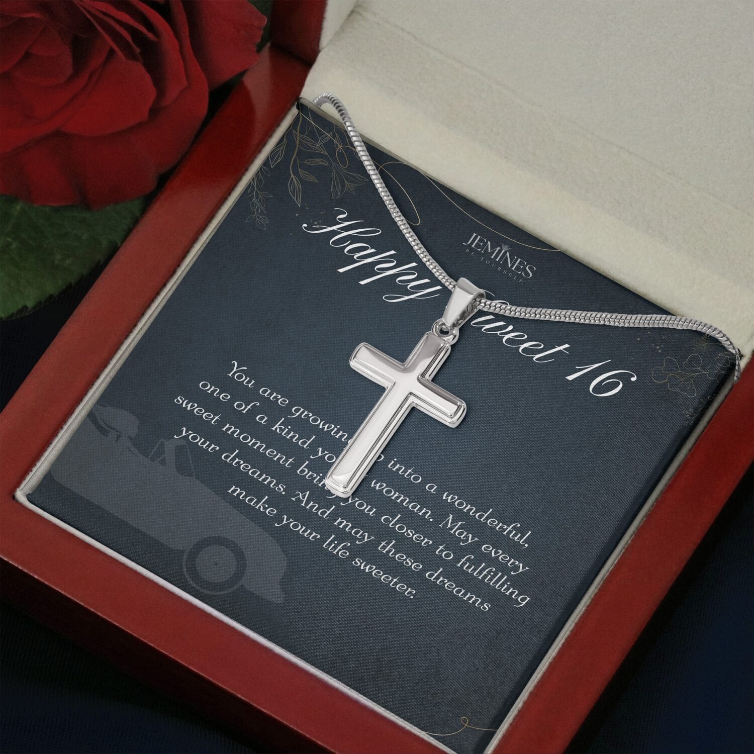 16th Birthday Artisan Cross Necklace Elegant Gift - JEMINES