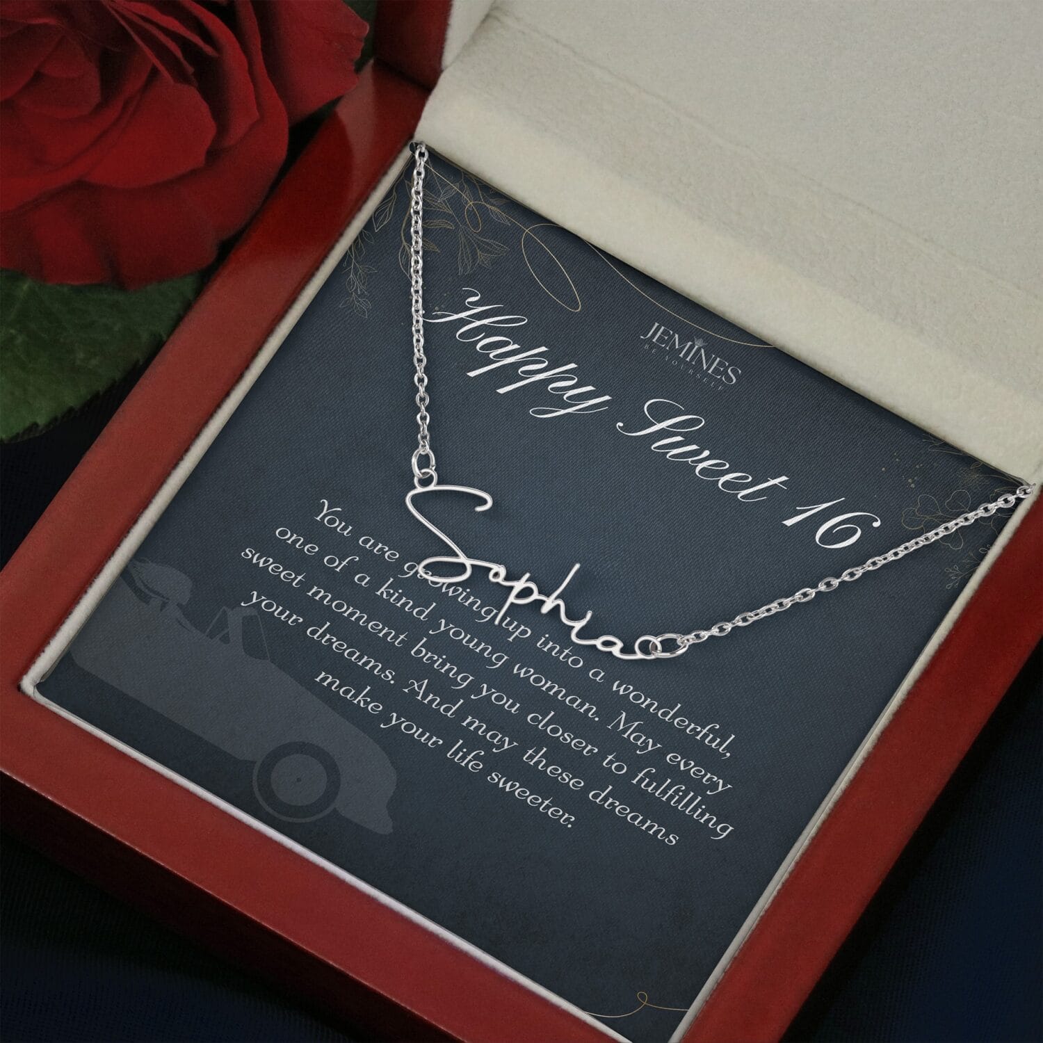 16th Birthday Custom Signature Name Necklace Gift - JEMINES