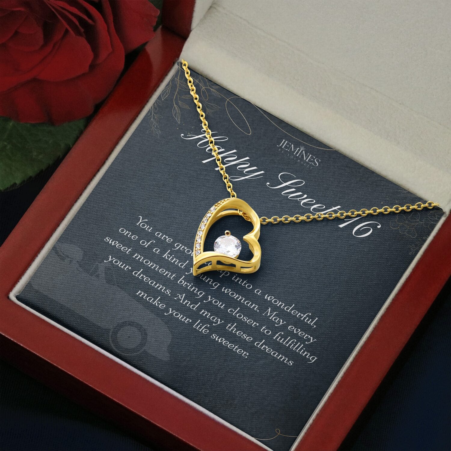 16th Birthday Forever Love Gold Necklace Elegant Gift - JEMINES