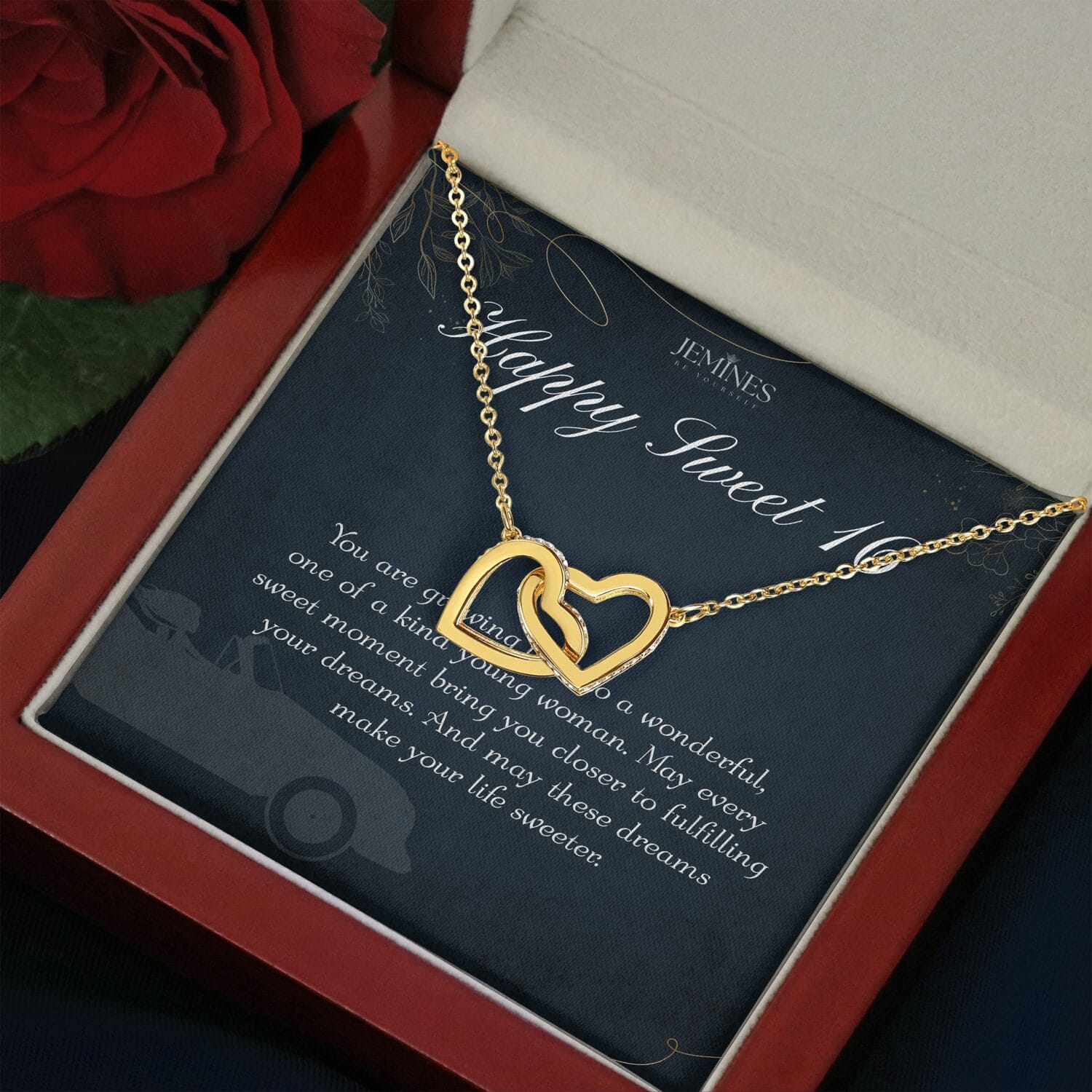 16th Birthday Interlocking Gold Necklace Elegant Gift - JEMINES