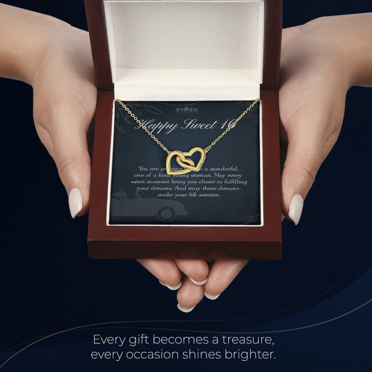 16th Birthday Interlocking Gold Necklace Elegant Gift - JEMINES