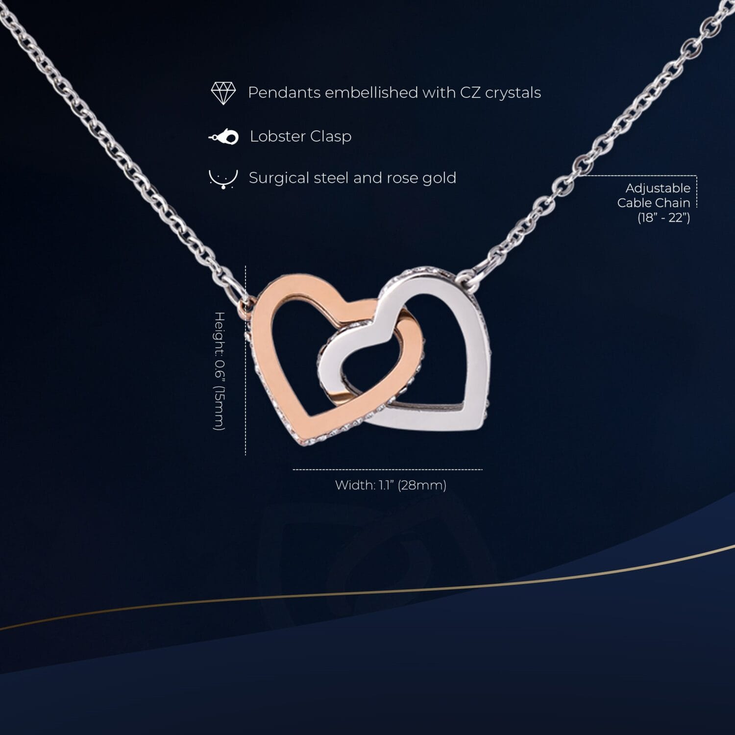 Alternative view of 16th Birthday Interlocking Hearts Necklace Elegant Gift