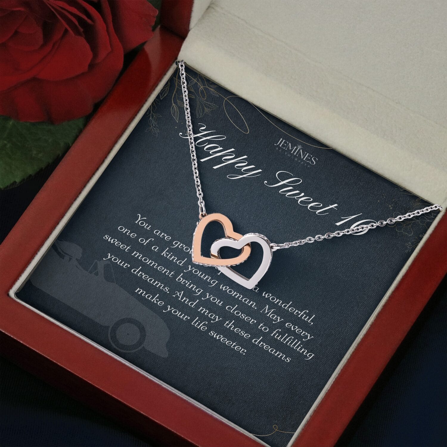 16th Birthday Interlocking Hearts Necklace Elegant Gift - JEMINES