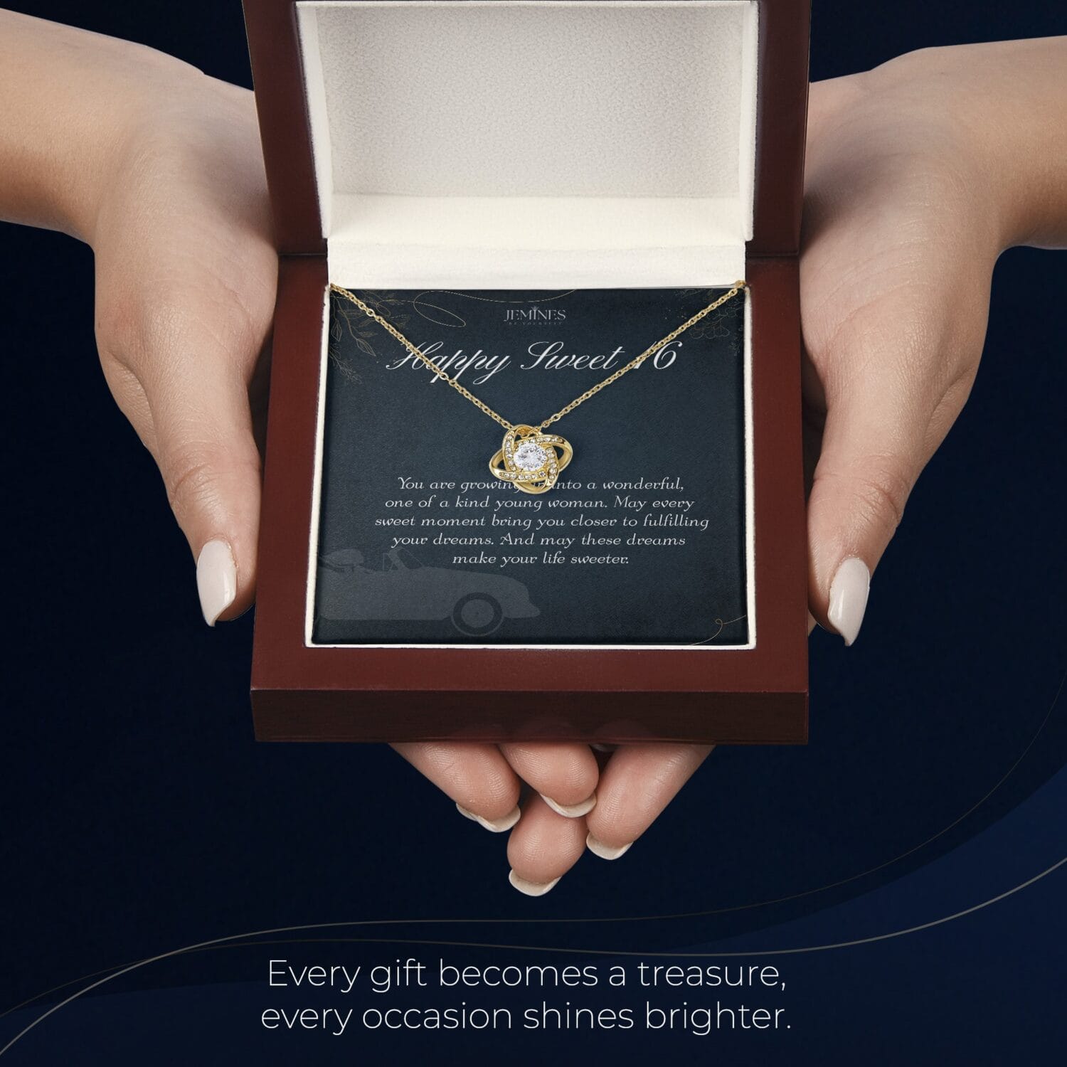 16th Birthday Love Knot Gold Necklace Elegant Gift - JEMINES