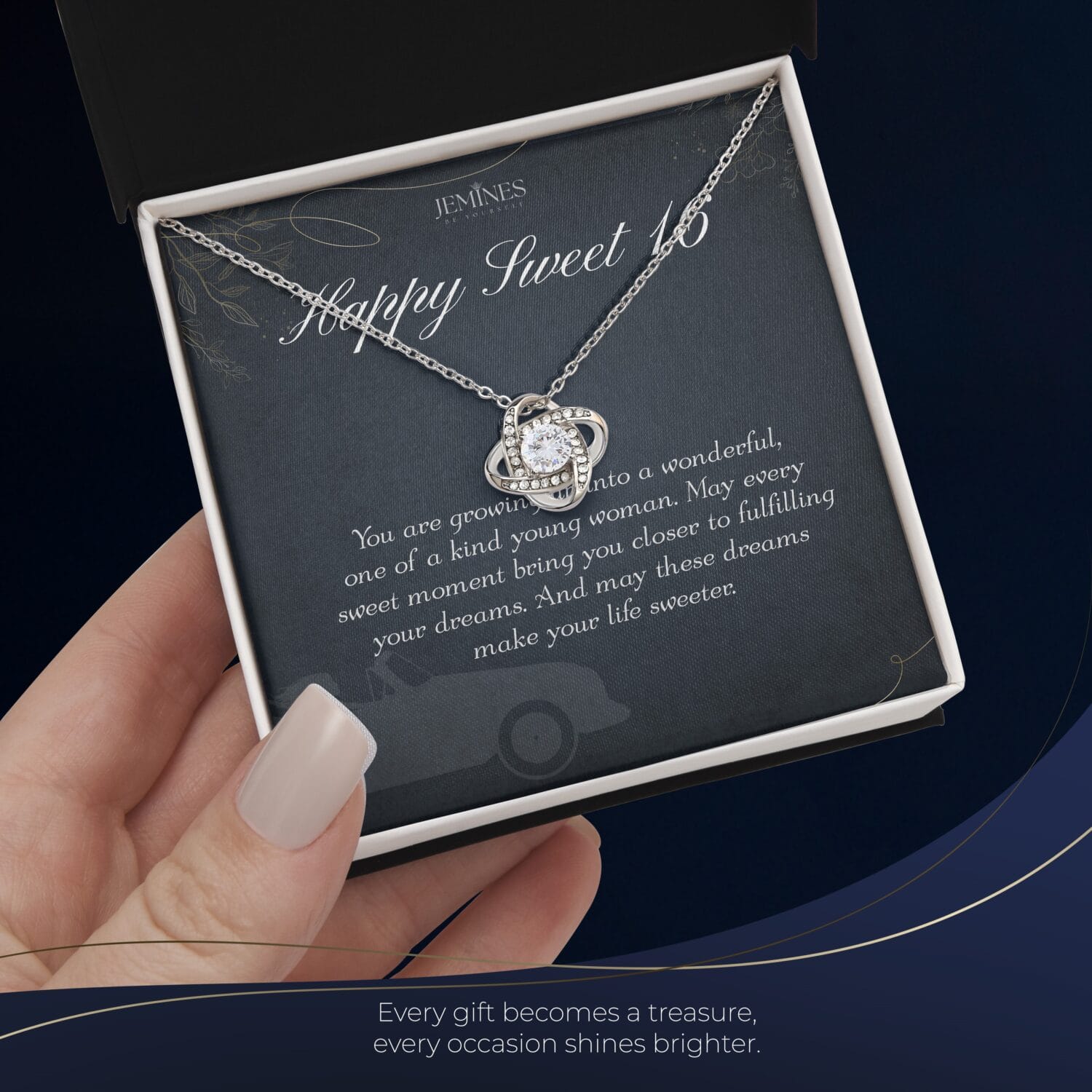 16th Birthday Love Knot Necklace Elegant Gift - JEMINES