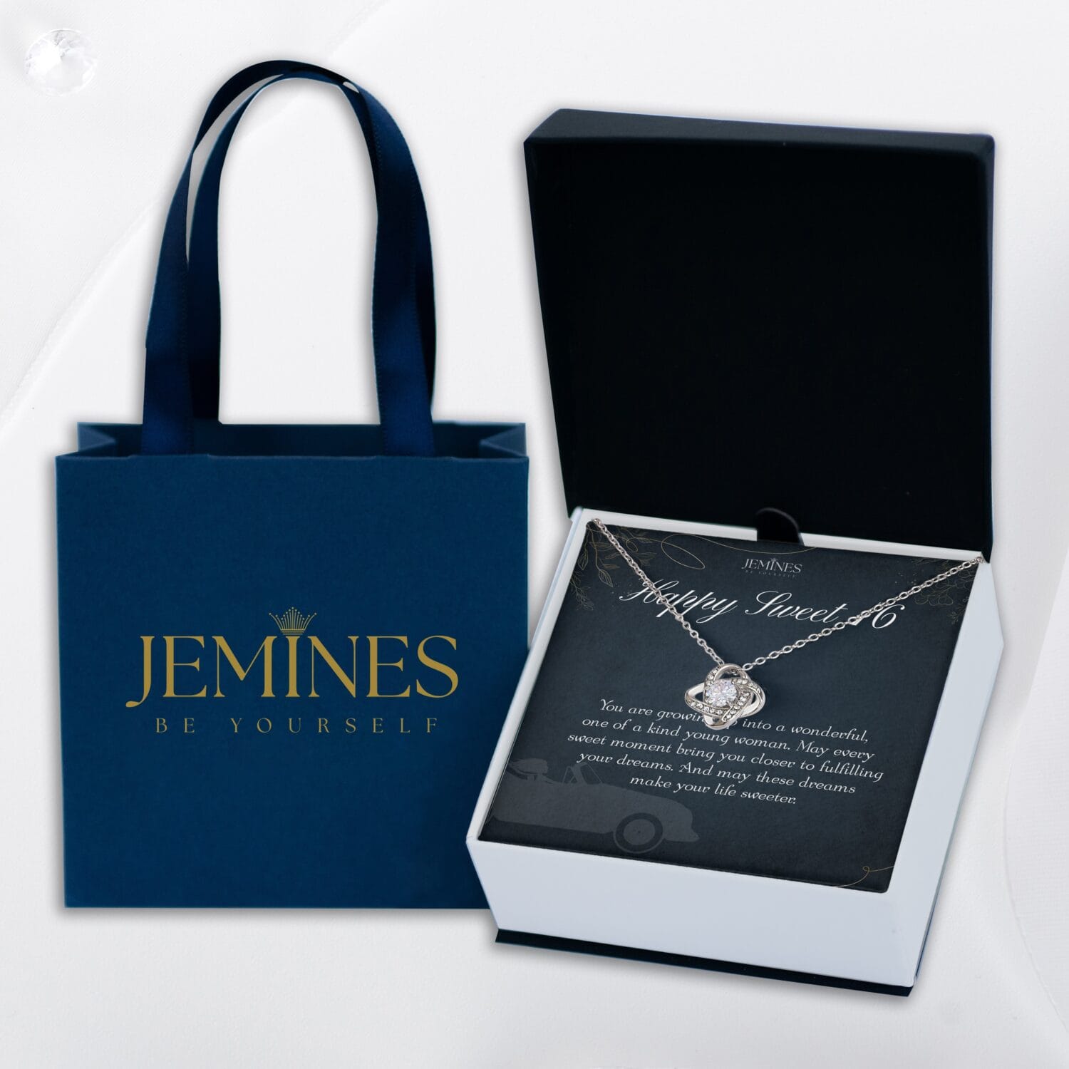 16th Birthday Love Knot Necklace Elegant Gift - JEMINES