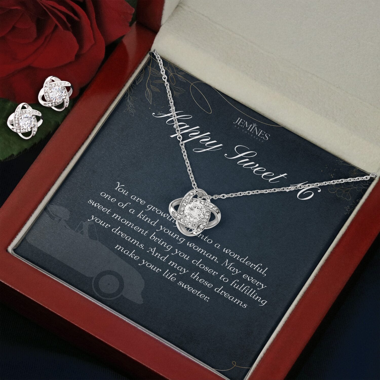 16th Birthday Love Knot Set Necklace Elegant Gift - JEMINES