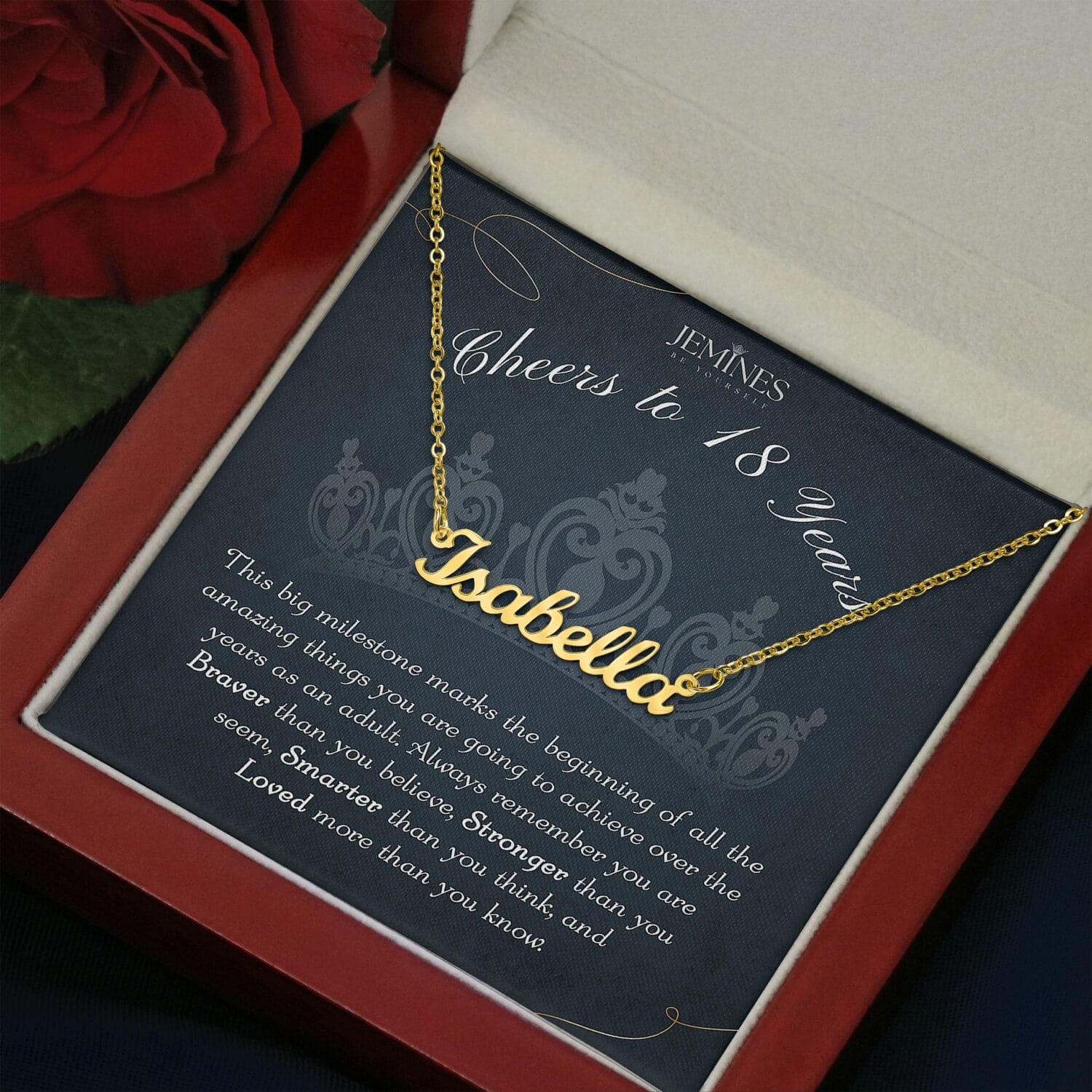 18th Birthday Custom Name Gold Necklace Elegant Gift - JEMINES