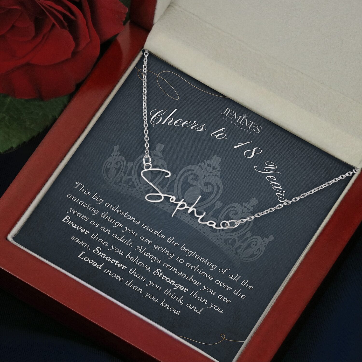 18th Birthday Custom Signature Name Necklace Gift - JEMINES