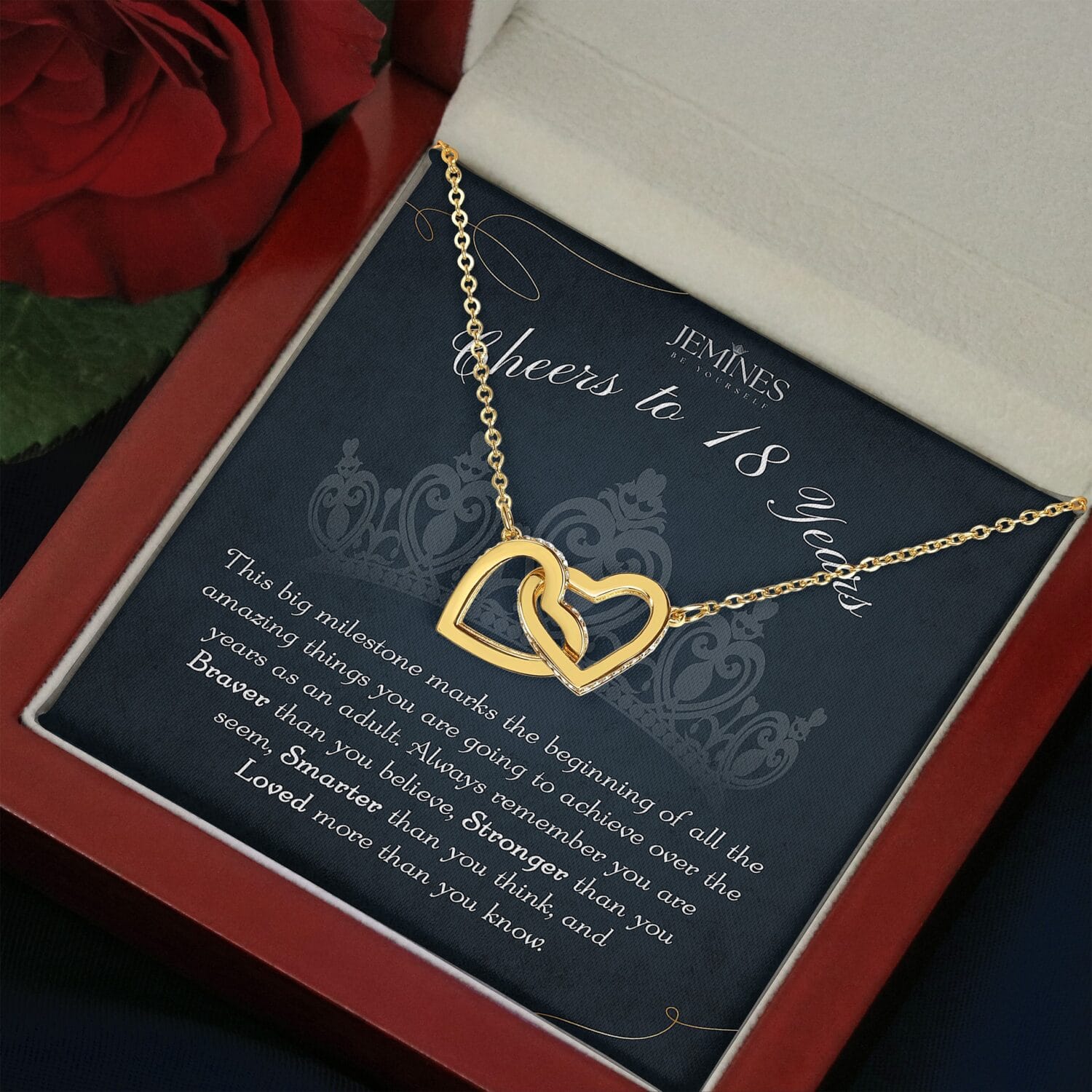 18th Birthday Interlocking Gold Necklace Elegant Gift - JEMINES