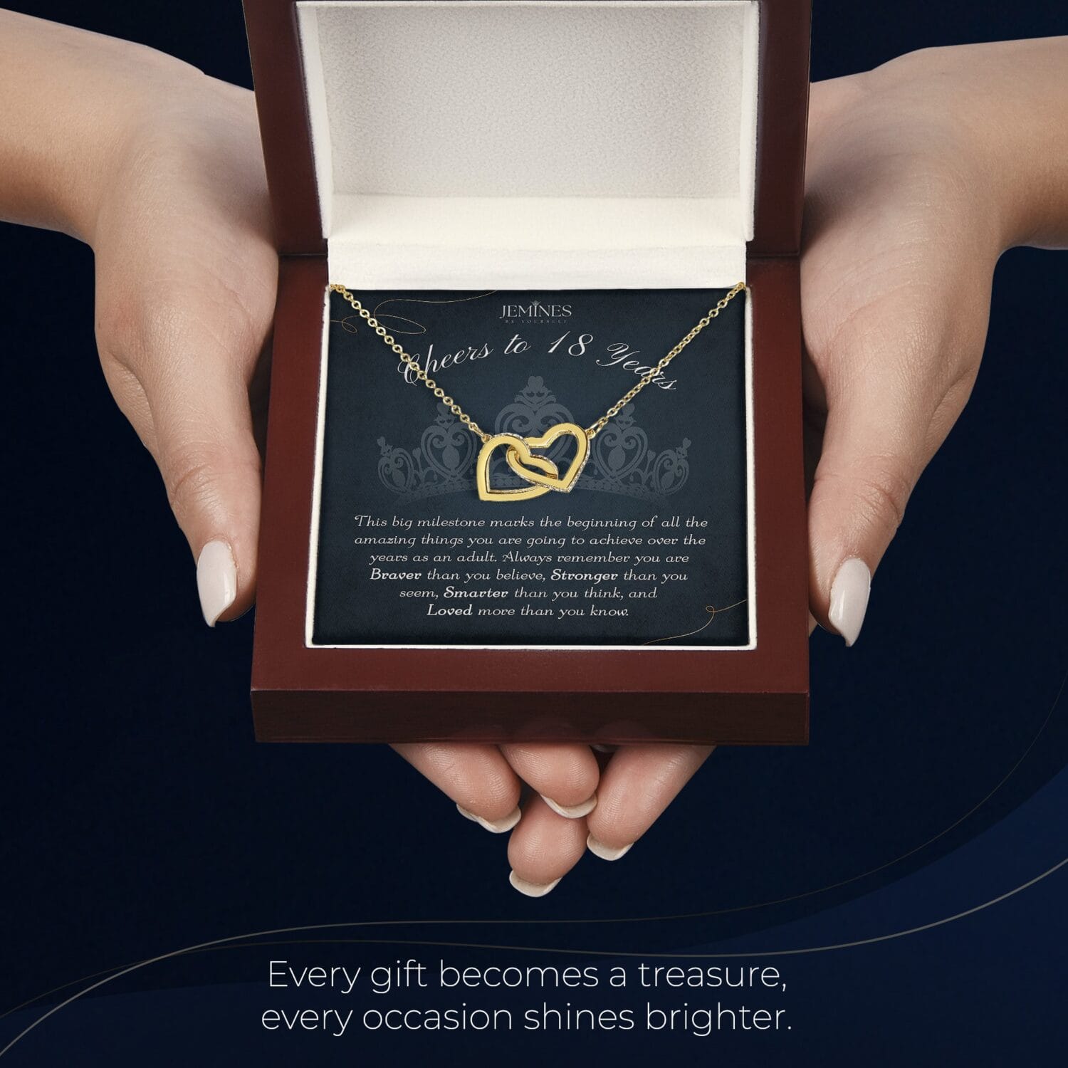 18th Birthday Interlocking Gold Necklace Elegant Gift - JEMINES