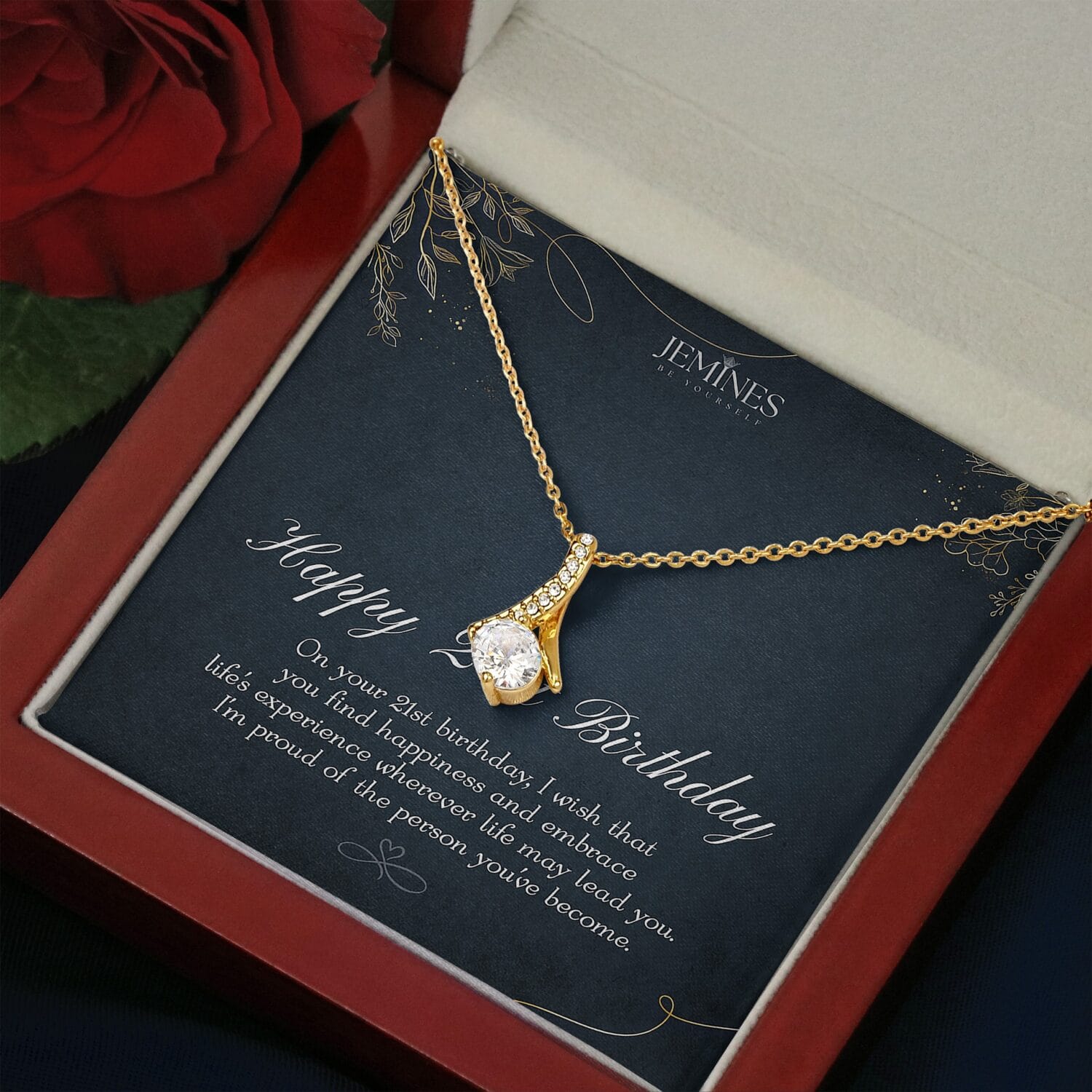 21st Birthday Alluring Beauty Gold Necklace Elegant Gift - JEMINES