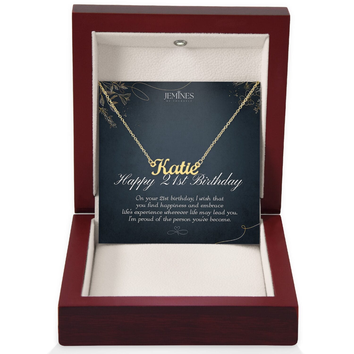 21st Birthday Custom Name Gold Necklace