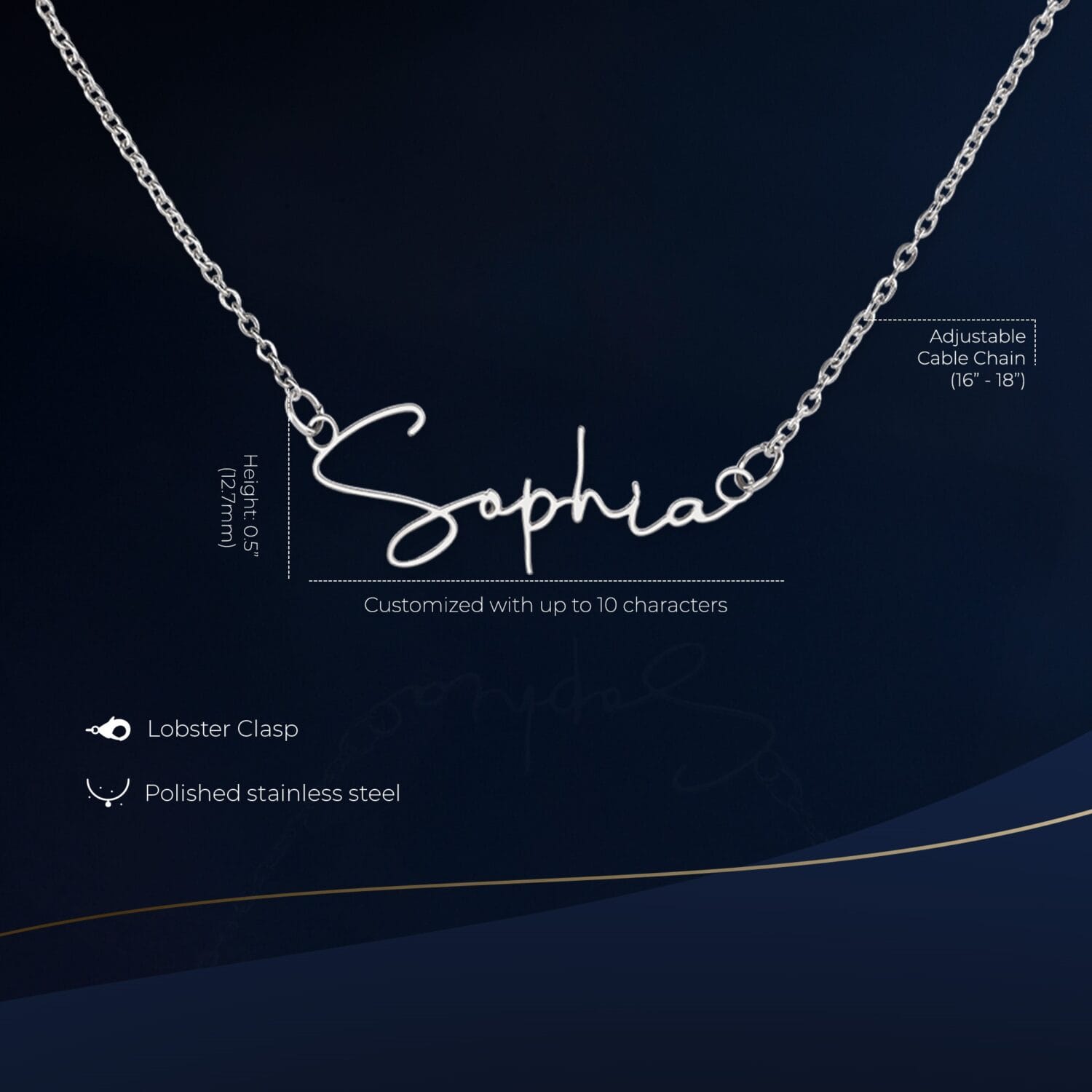Alternative view of 21st Birthday Custom Signature Name Necklace Gift
