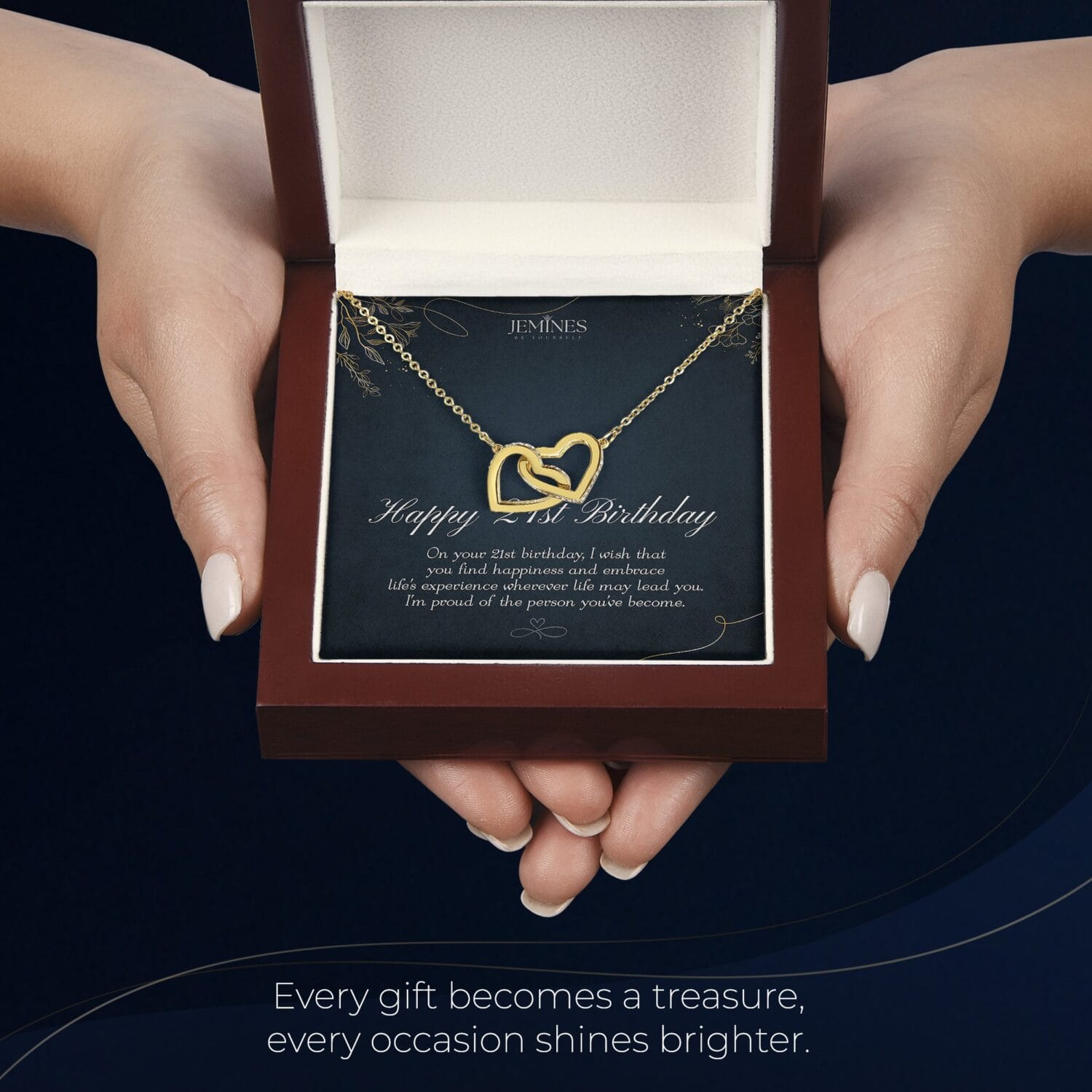 21st Birthday Interlocking Gold Necklace Elegant Gift - JEMINES