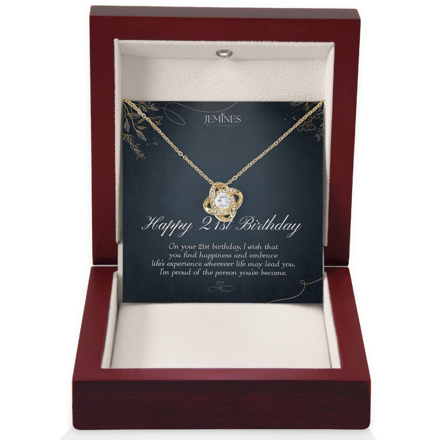 21st Birthday Love Knot Gold Necklace Gift