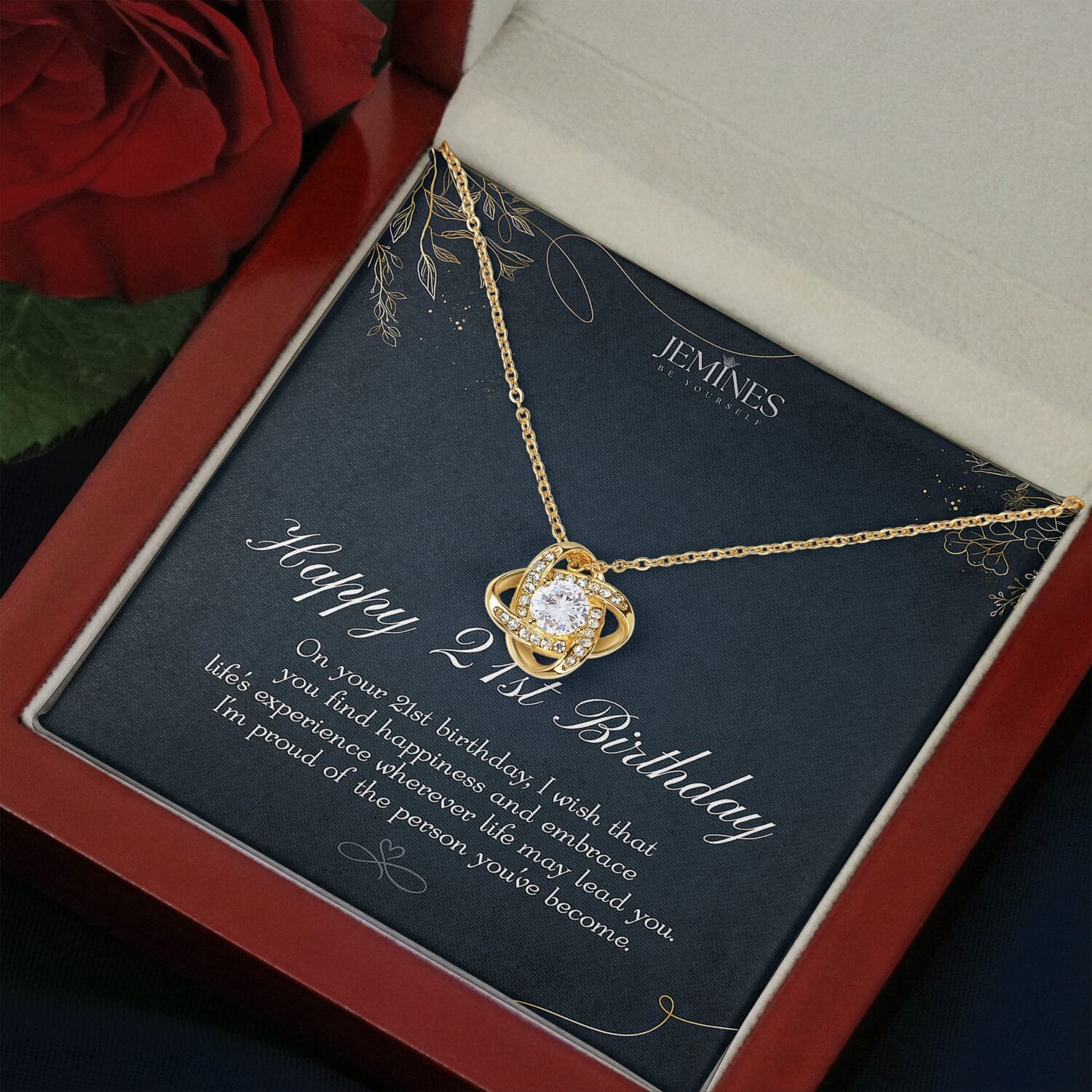 21st Birthday Love Knot Gold Necklace Elegant Gift - JEMINES