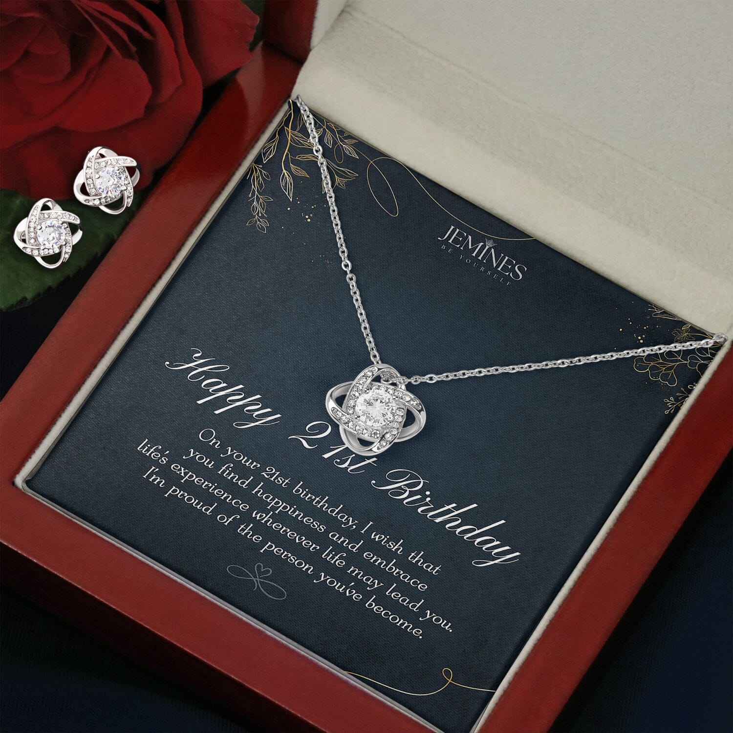 21st Birthday Love Knot Set Necklace Elegant Gift - JEMINES
