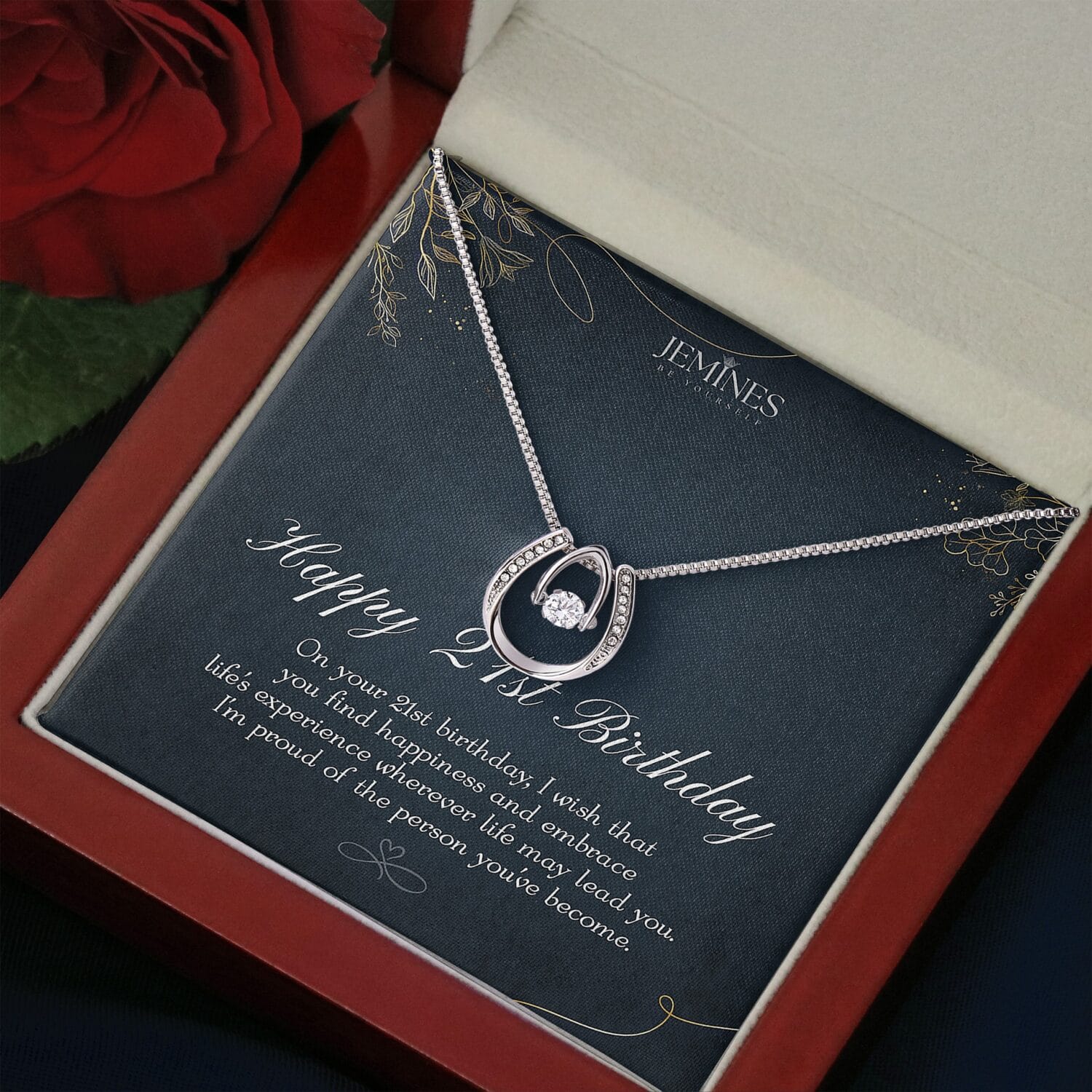 21st Birthday Lucky in Love Necklace Elegant Gift - JEMINES