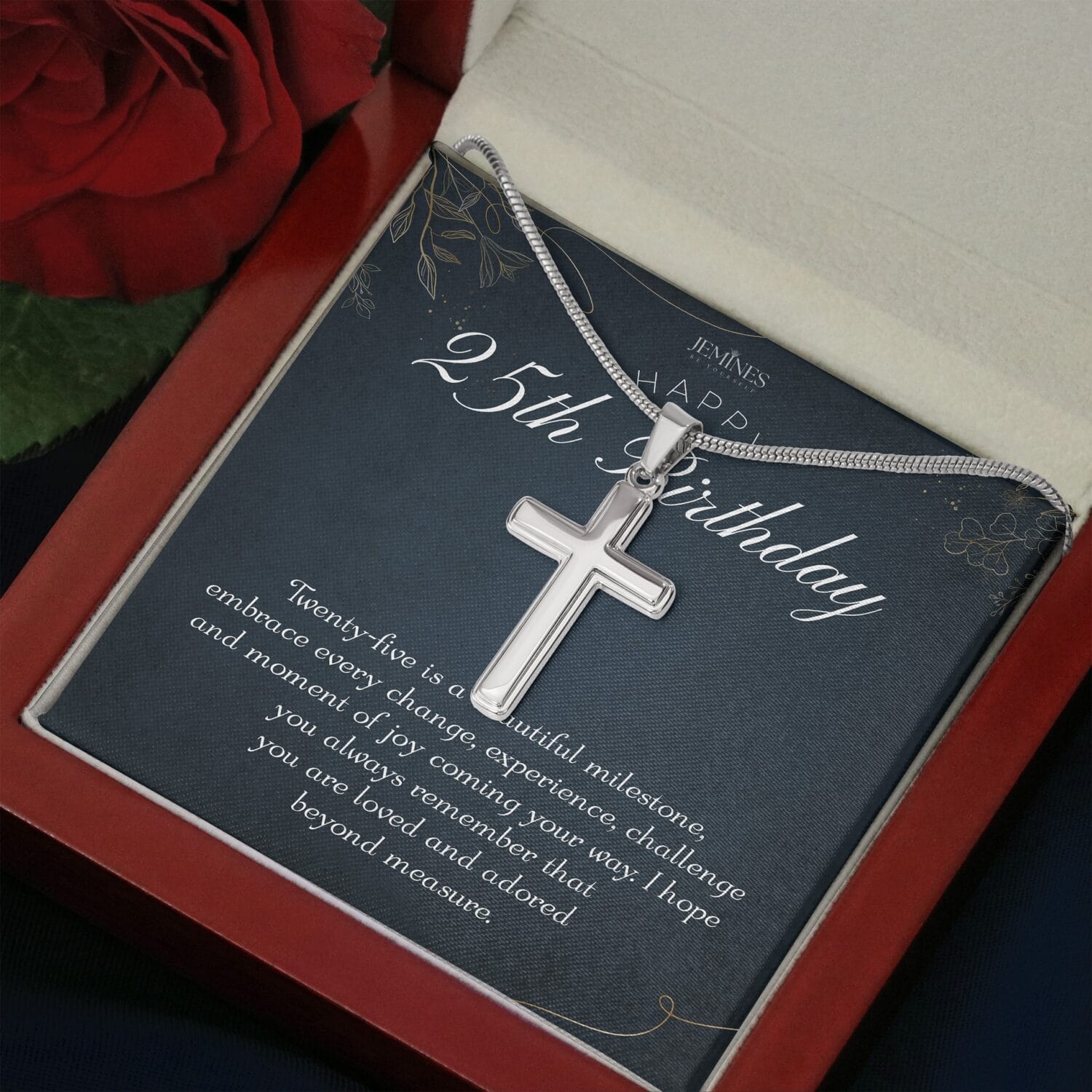 25th Birthday Artisan Cross Necklace Elegant Gift - JEMINES