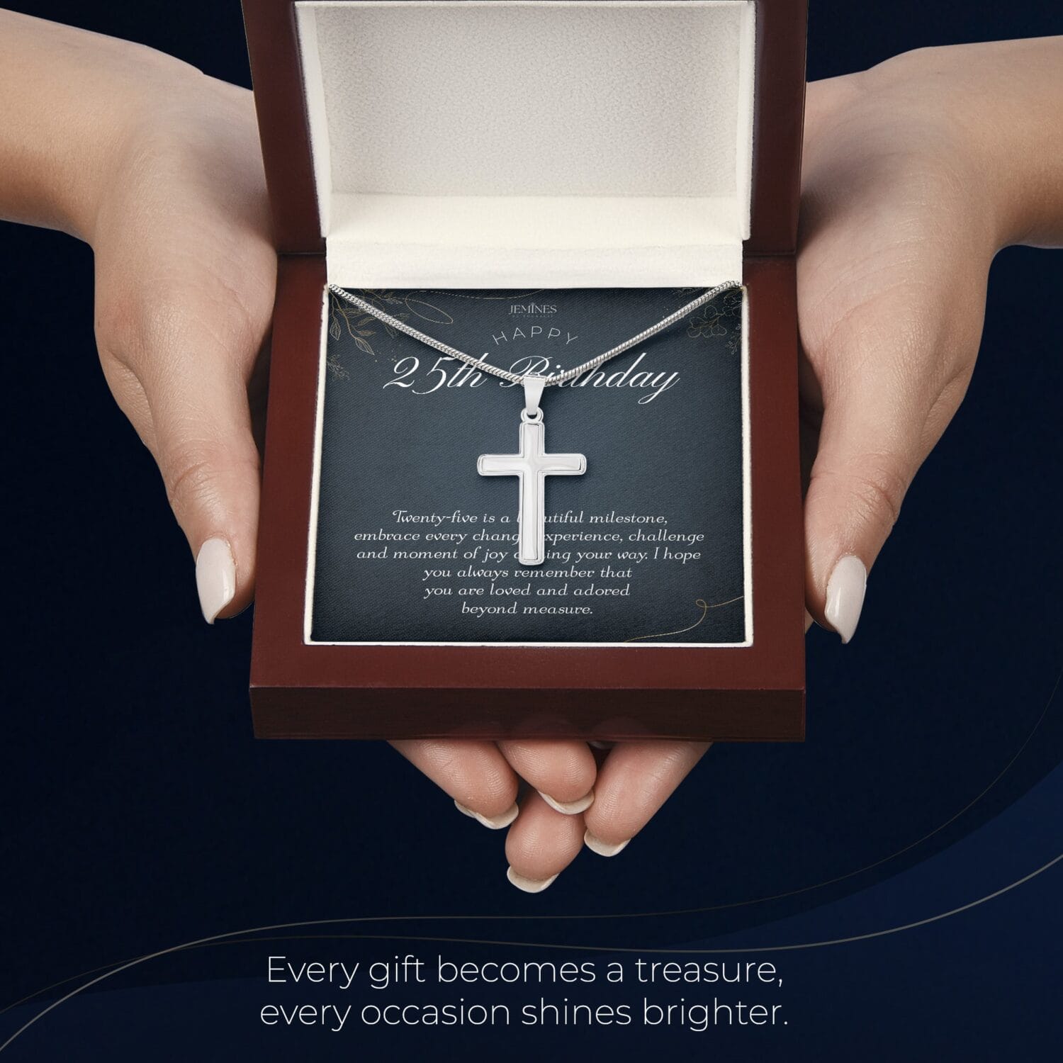 25th Birthday Artisan Cross Necklace Elegant Gift - JEMINES