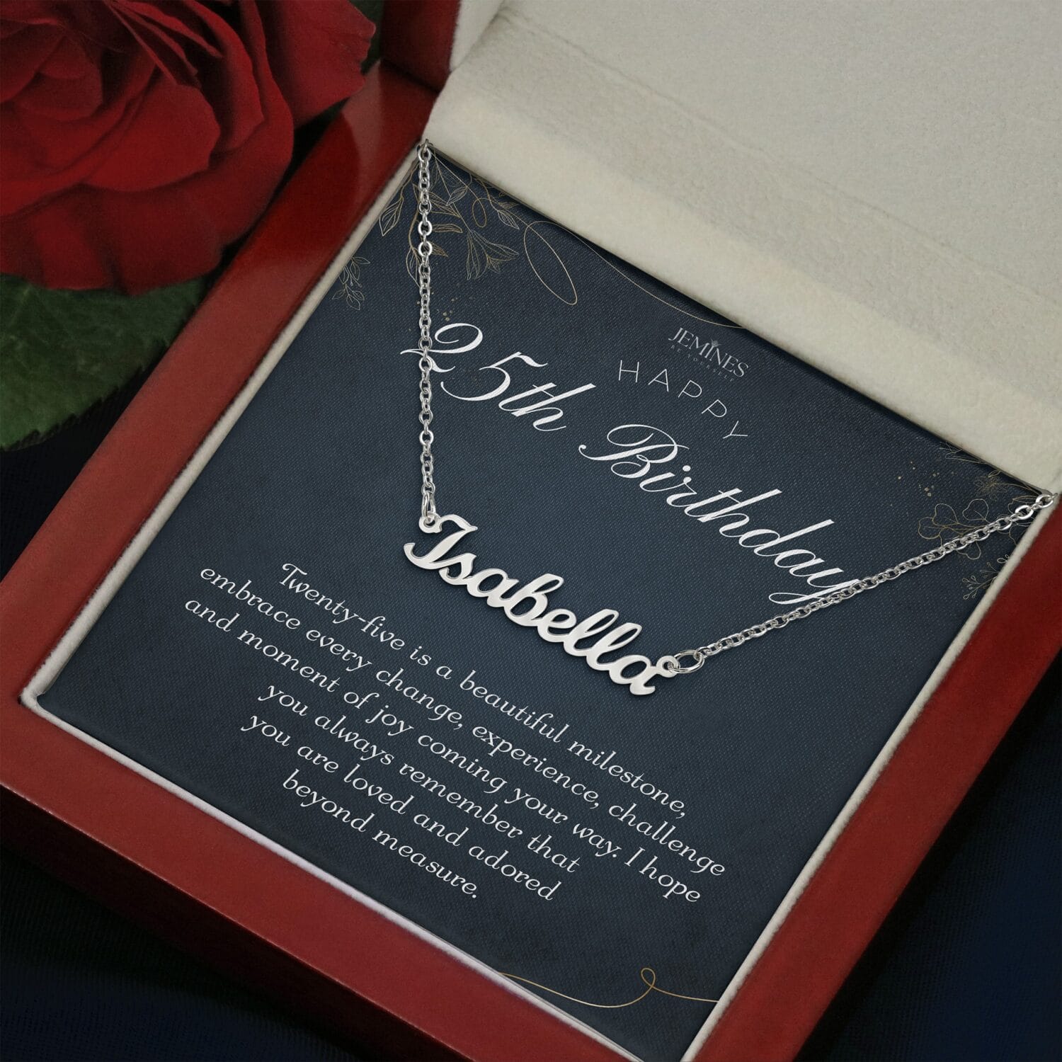 25th Birthday Custom Name Necklace Elegant Gift - JEMINES