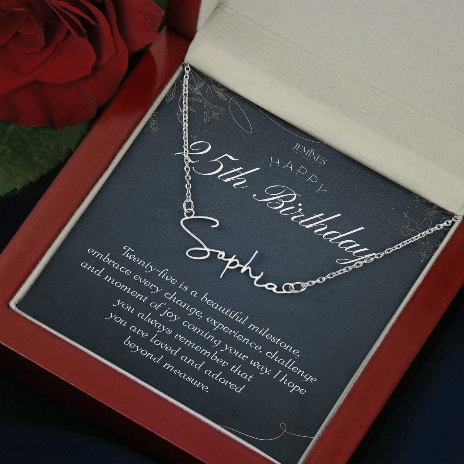 25th Birthday Custom Signature Name Necklace Gift - JEMINES