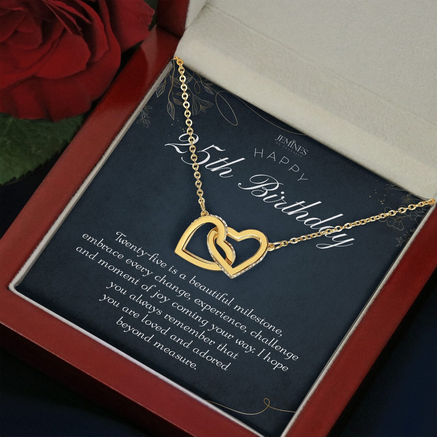 25th Birthday Interlocking Gold Necklace Elegant Gift - JEMINES