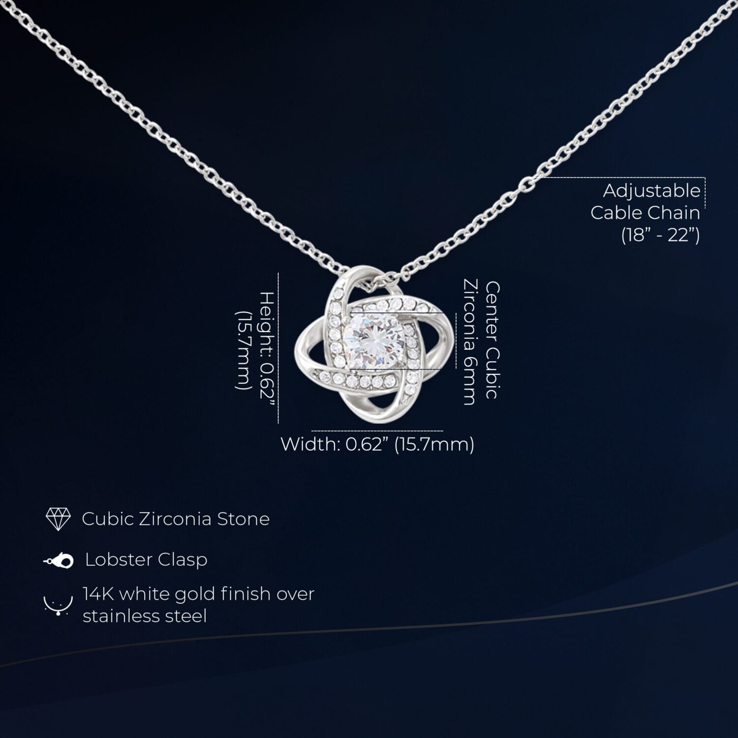 Alternative view of 25th Birthday Love Knot Necklace Elegant Gift