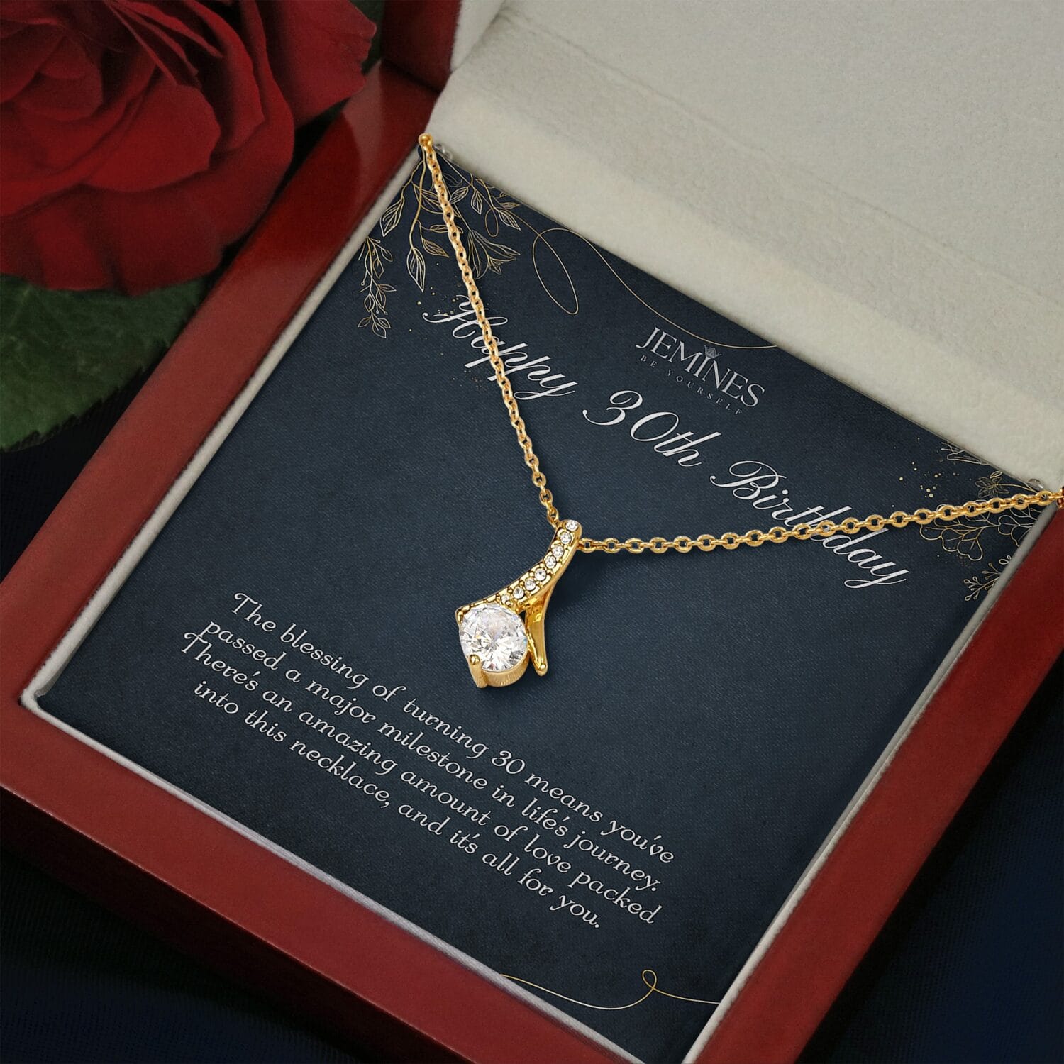 30th Birthday Alluring Beauty Gold Necklace Elegant Gift - JEMINES