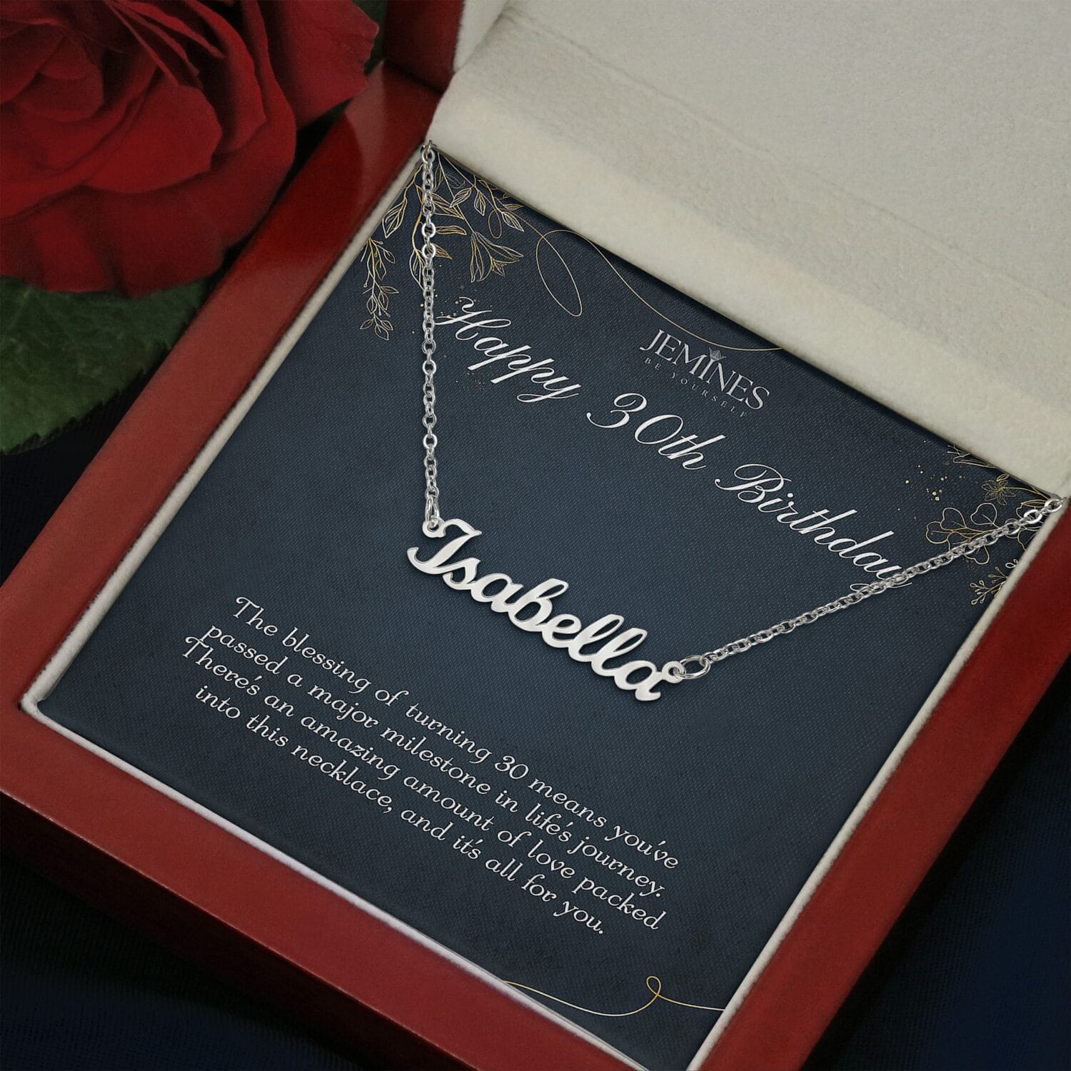 30th Birthday Custom Name Necklace Elegant Gift - JEMINES