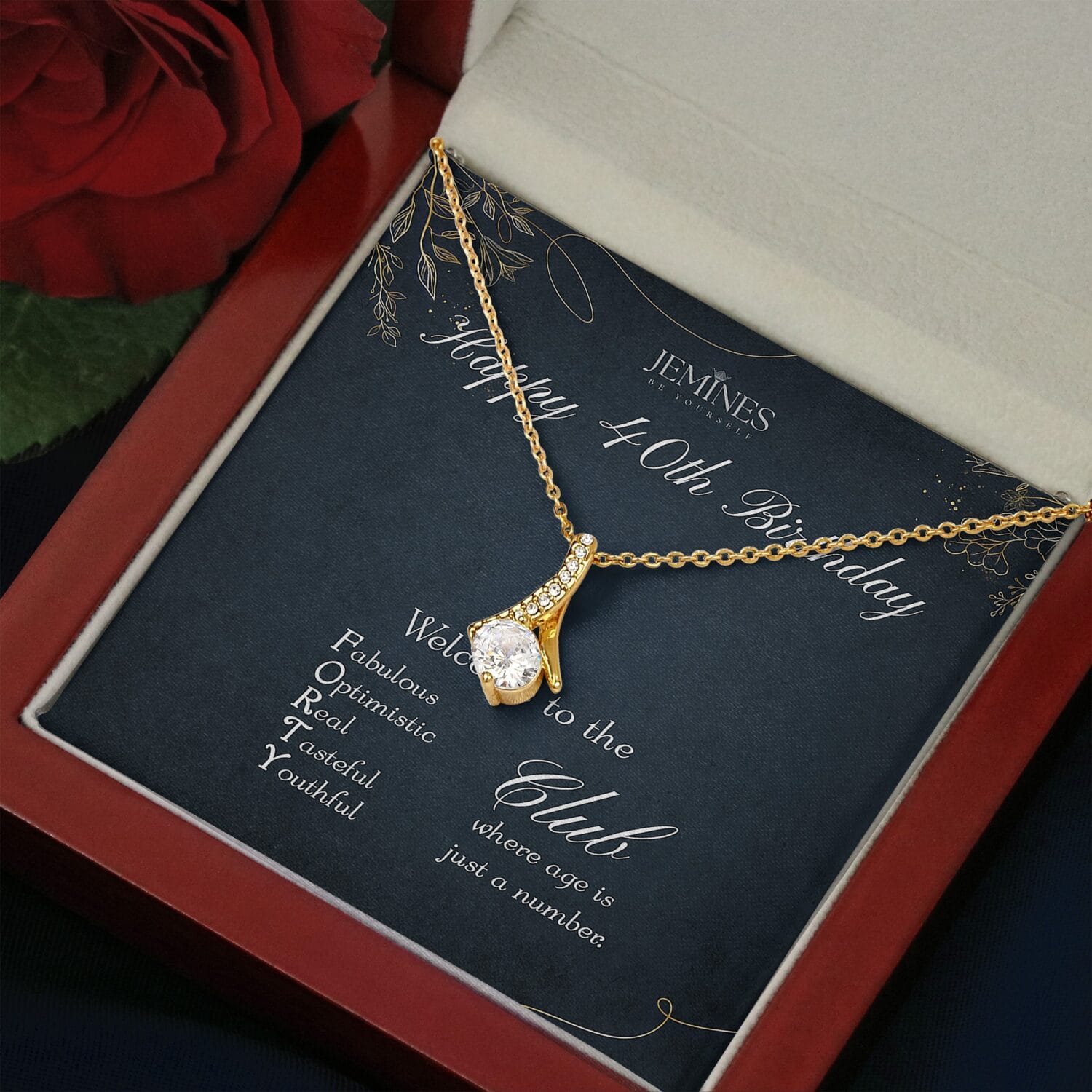40th Birthday Alluring Beauty Gold Necklace Elegant Gift - JEMINES