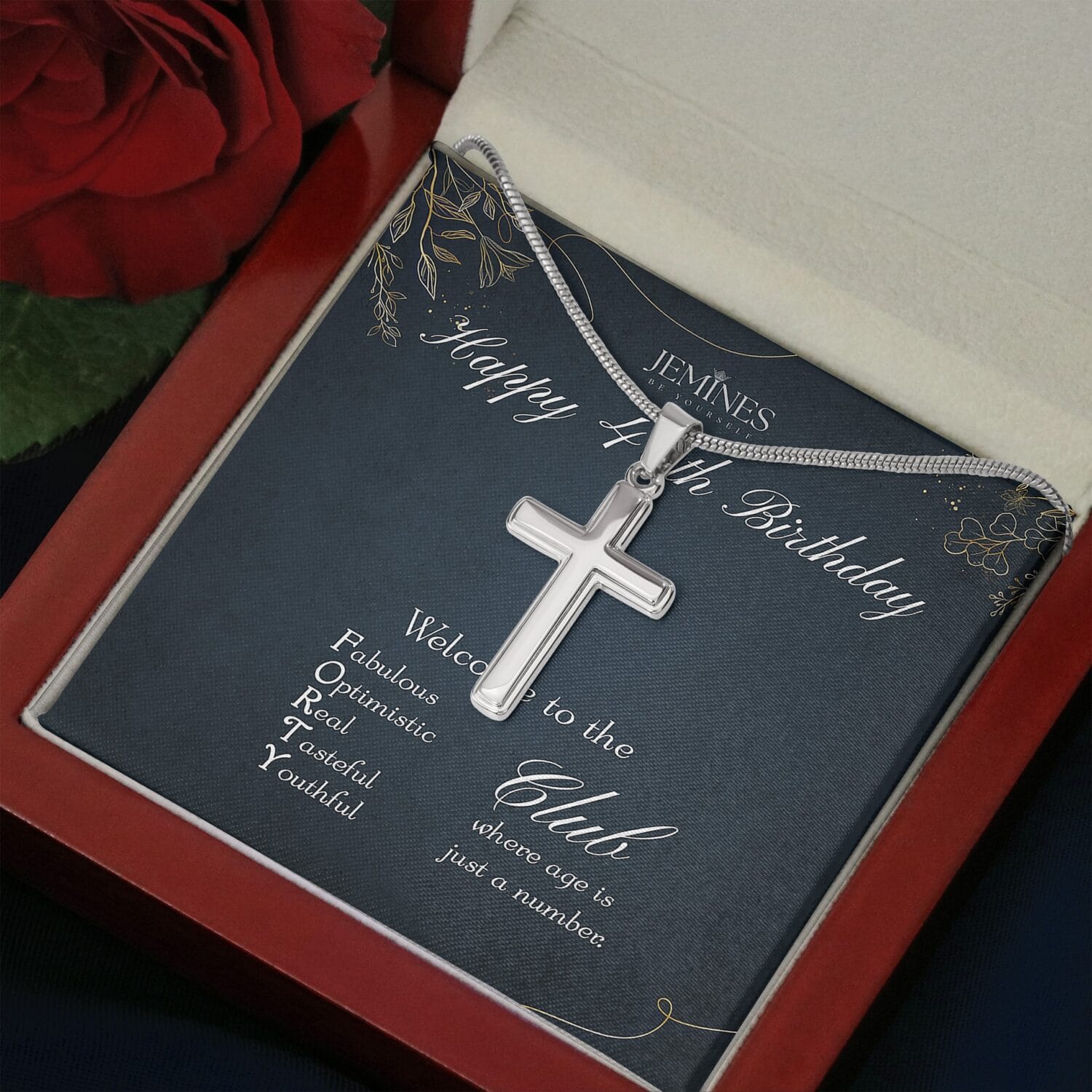 40th Birthday Artisan Cross Necklace Elegant Gift - JEMINES