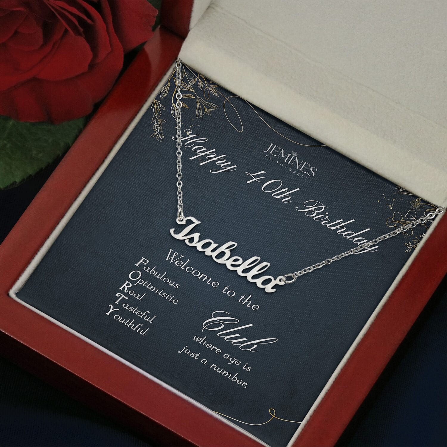 40th Birthday Custom Name Necklace Elegant Gift - JEMINES