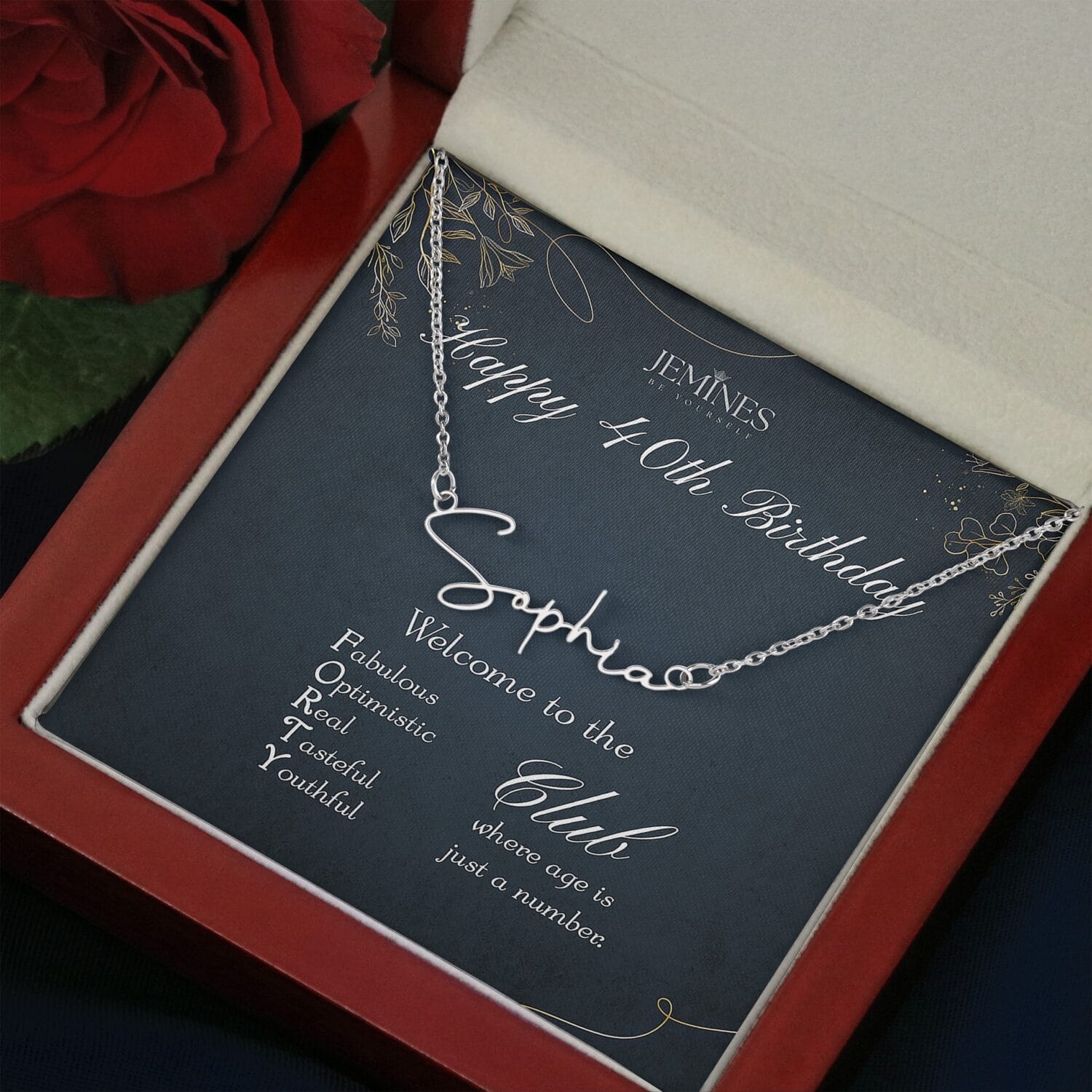 40th Birthday Custom Signature Name Necklace Gift - JEMINES