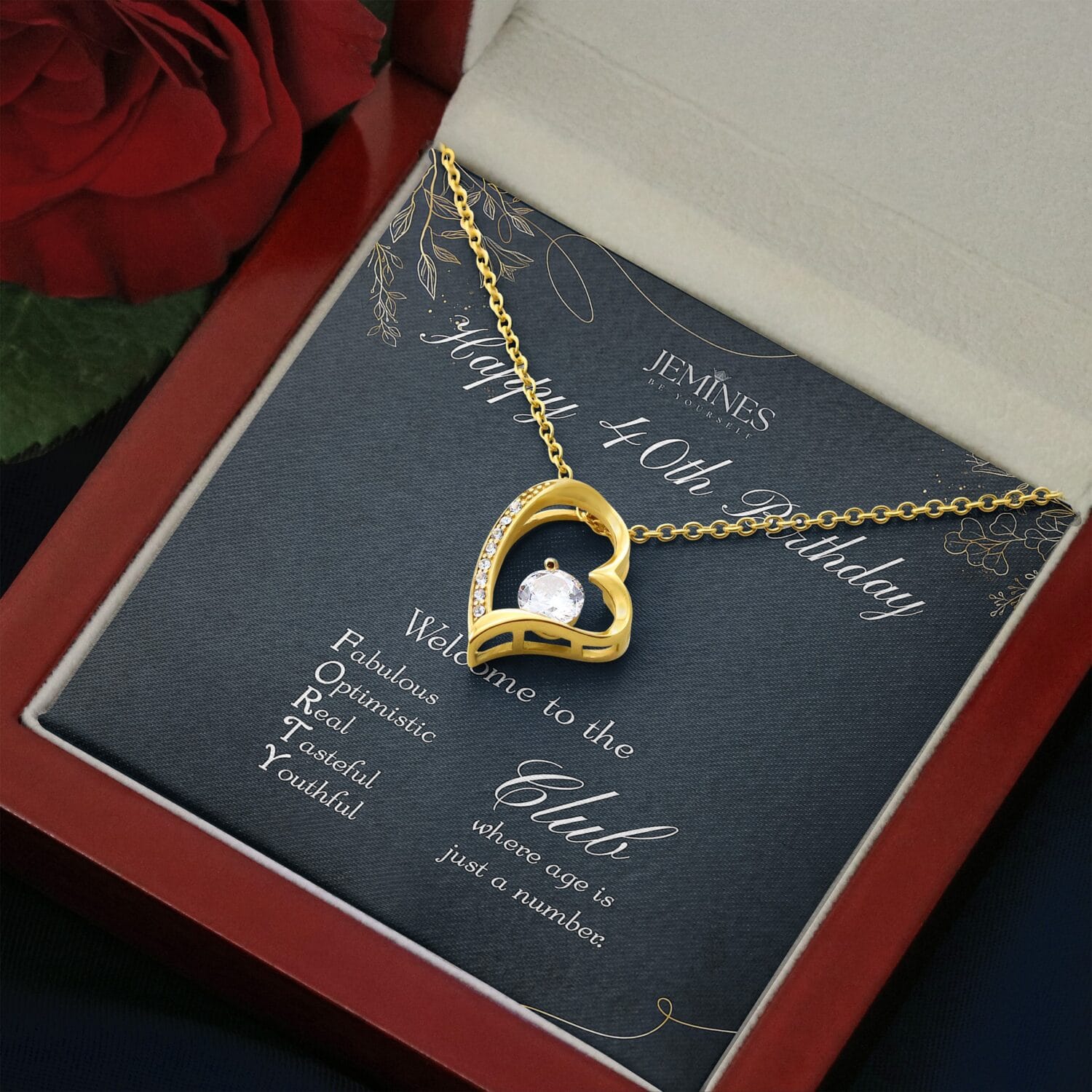 40th Birthday Forever Love Gold Necklace Elegant Gift - JEMINES