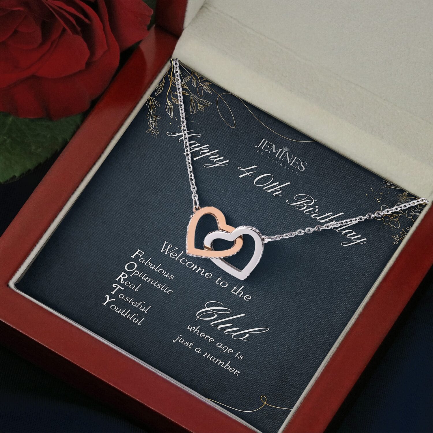 40th Birthday Interlocking Hearts Necklace Elegant Gift - JEMINES