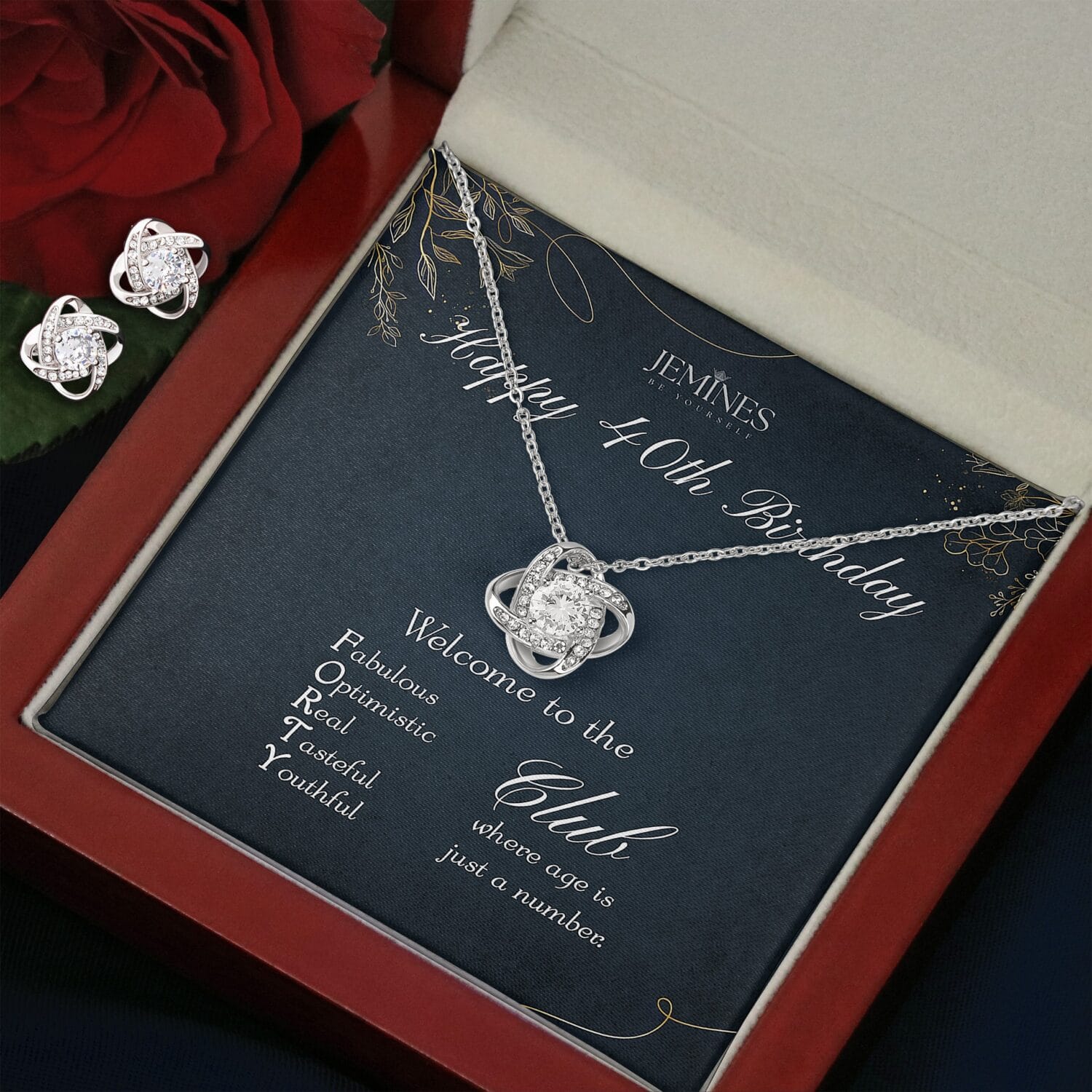 40th Birthday Love Knot Set Necklace Elegant Gift - JEMINES