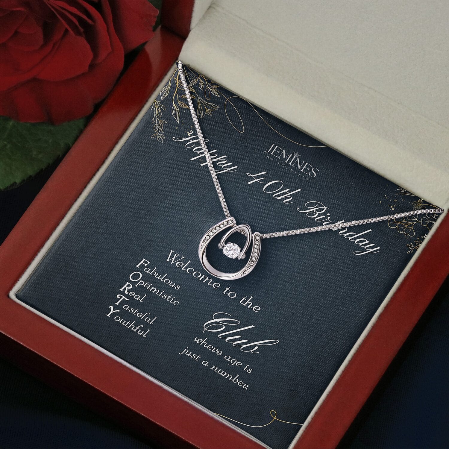 40th Birthday Lucky in Love Necklace Elegant Gift - JEMINES