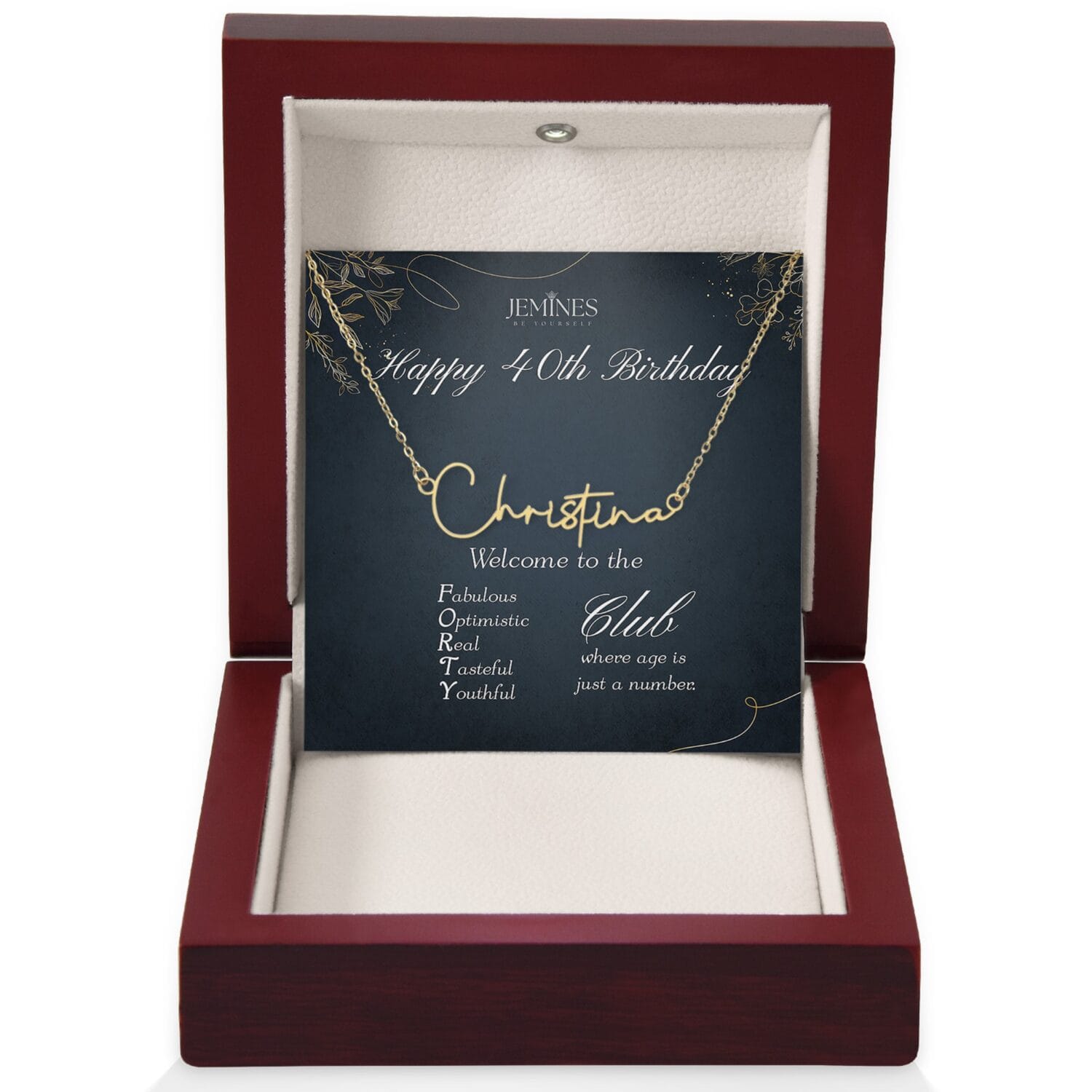 40th Birthday Signature Name Gold Necklace