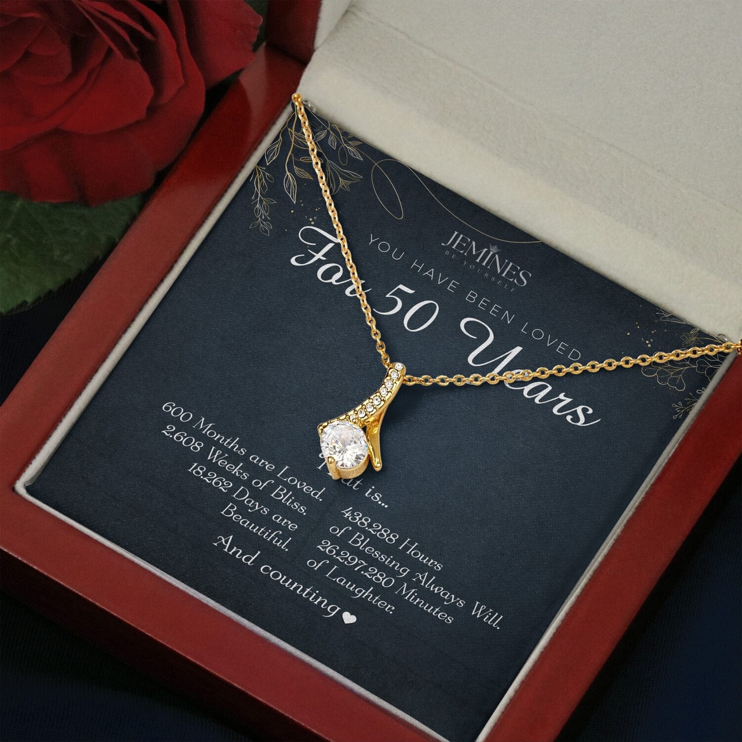 50th Birthday Alluring Beauty Gold Necklace Elegant Gift - JEMINES